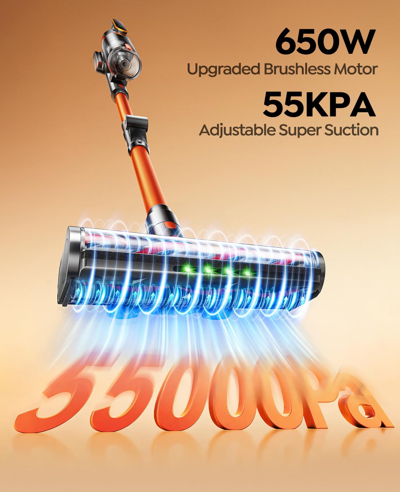 Vrbgify  Cordless Vacuum Cleaner 650W 55Kpa 70Mins Stick Vacuum Cleaners for Home with 180 Foldable Wand 3 3Ft Hose Touch Screen AUTO Mode Wall Sansujyuku sansujyuku.com