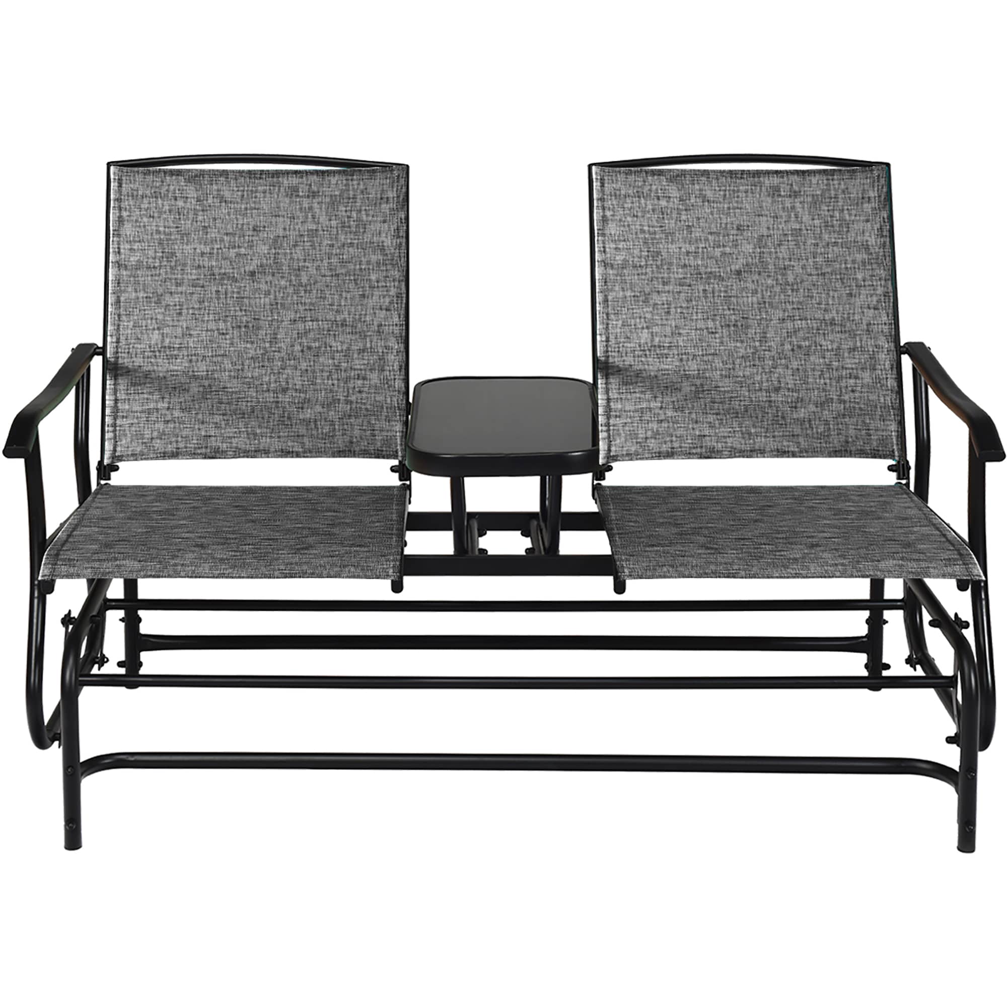 Costway LWS00854 Set of 2 Gray Aluminum Frame Stationary Conversation Chair with Gray Mesh Seat