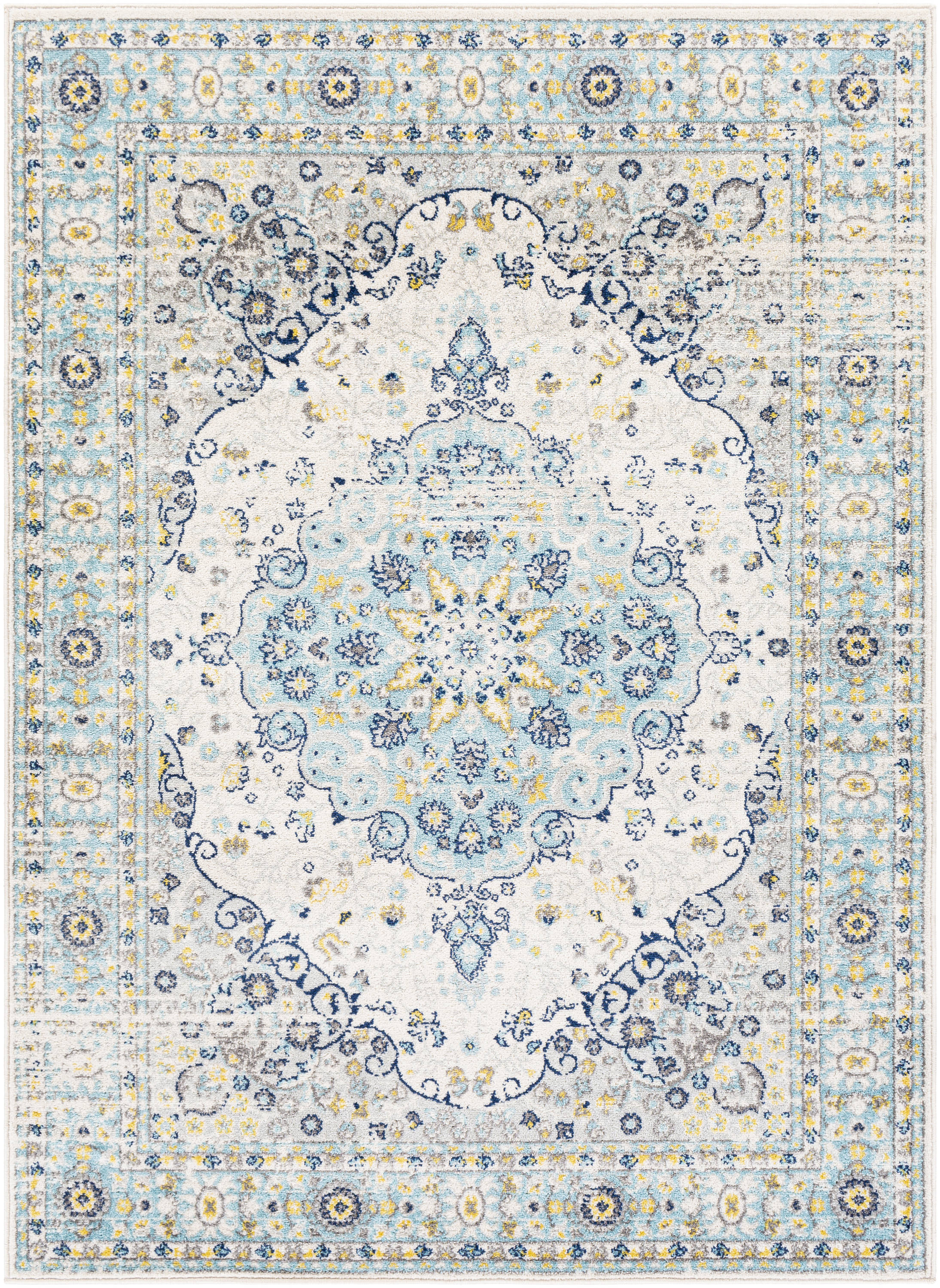 Surya CHE2334-5373 Chester 5 x 7 Aqua Indoor Medallion Oriental Area Rug