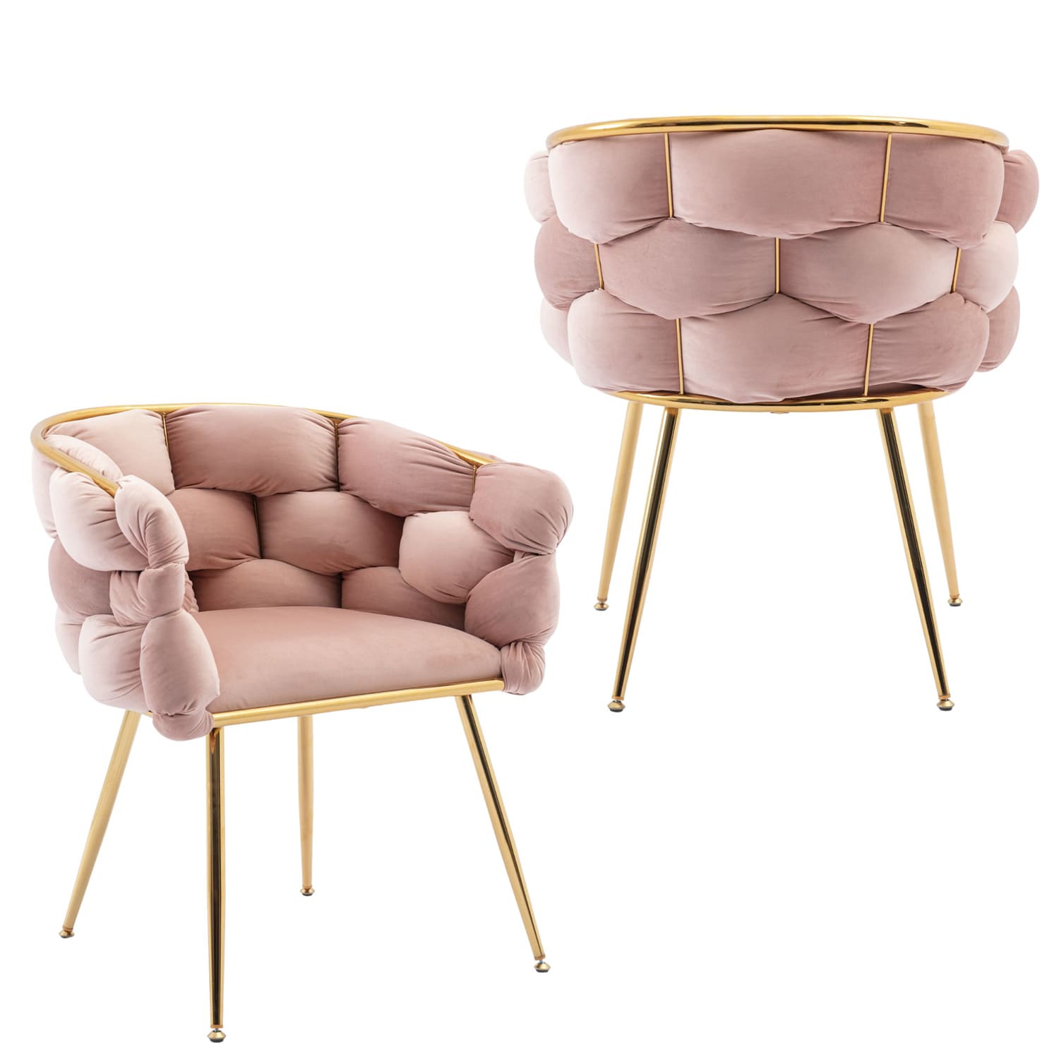 SINOFURN SYA290005OR 2 Craftsman Pink Velvet Accent Chair