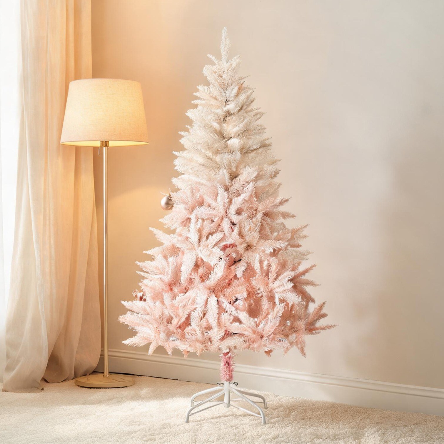 chillscreamni Christmas Trees with Pink Pvc and Metal Storage and Metal Frame 7 in
