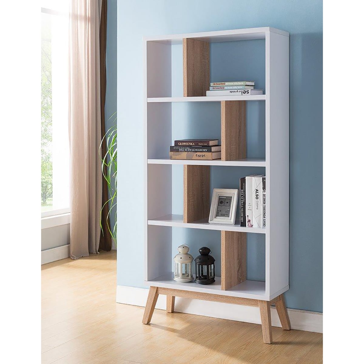 FC Design ID90161664 White Mdf 4-Shelf Bookcase (33-in W x 65-in H x 13-in D)