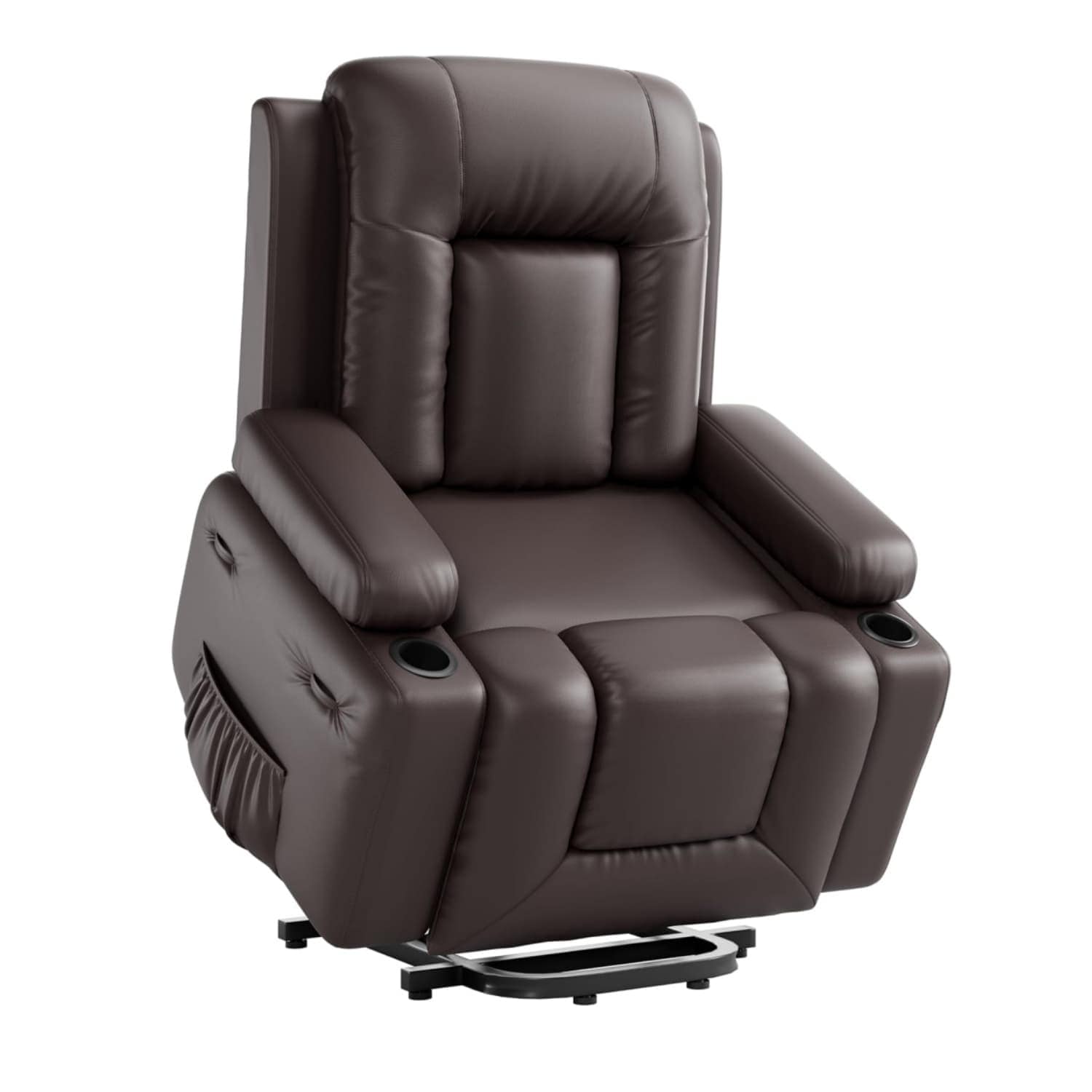 Qeetex LSHQPHO-334CUQ95 22 Inch Coffee Leather Upholstered Powered Reclining Recliner with Lift Assistance