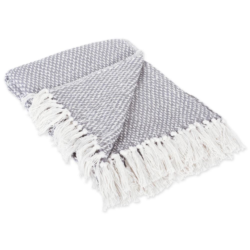 DII Gray Woven Throw 50 in x 60 in Durable Versatile Cotton