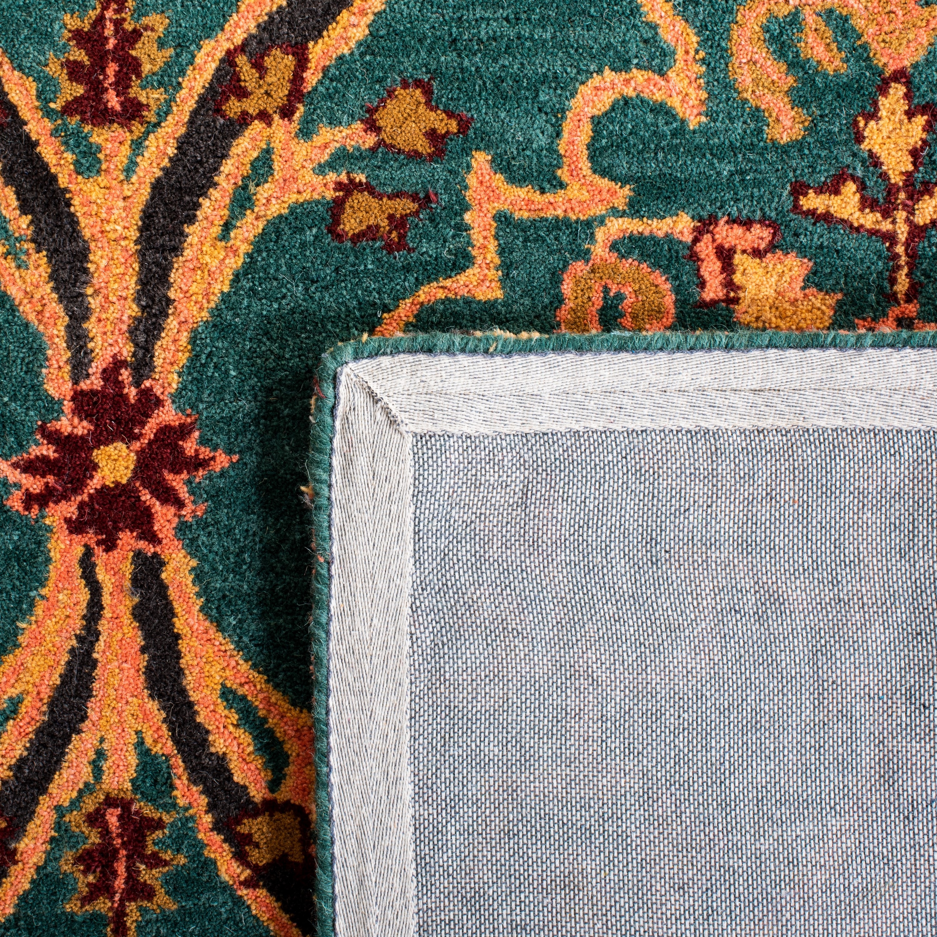 Hand-Tufted Elegance Green & Orange Wool 3' x 5' Area Rug
