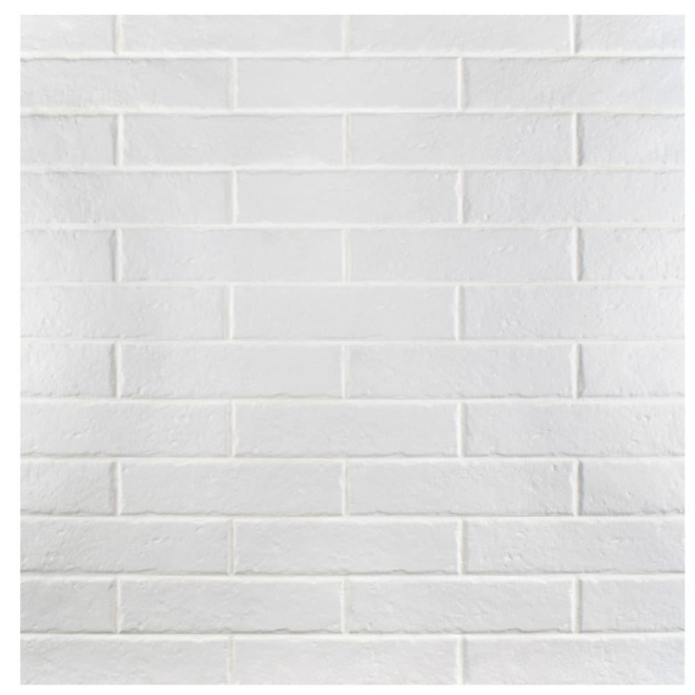 Affinity Tile S1FCD3BBWT Sample- Brooklin Brick White 2-in x 10-in Satin Porcelain Stone Look Floor and Wall Tile