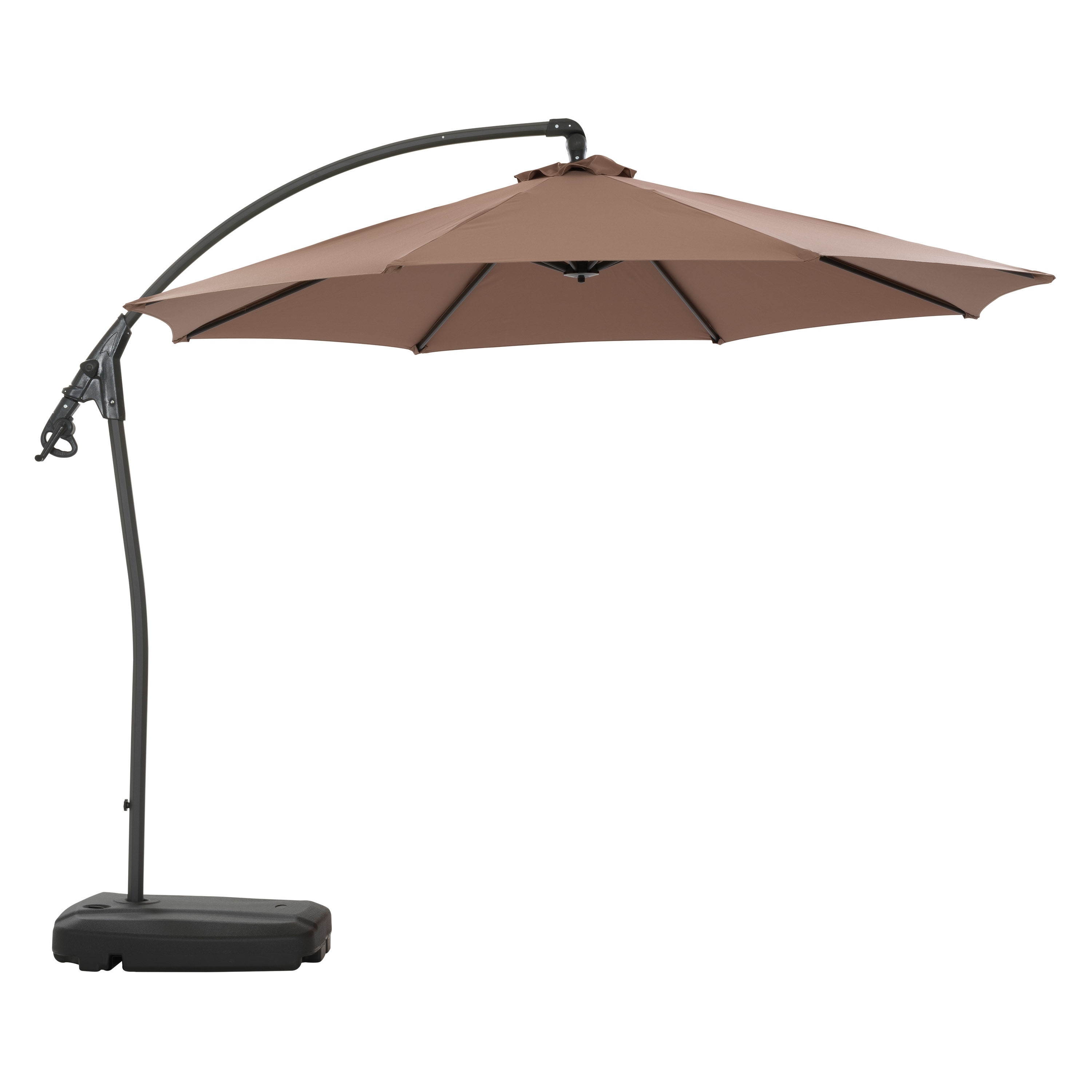 CorLiving PPS-423-U 9.5-ft Aluminum Brown No-tilt Cantilever Patio Umbrella with Base