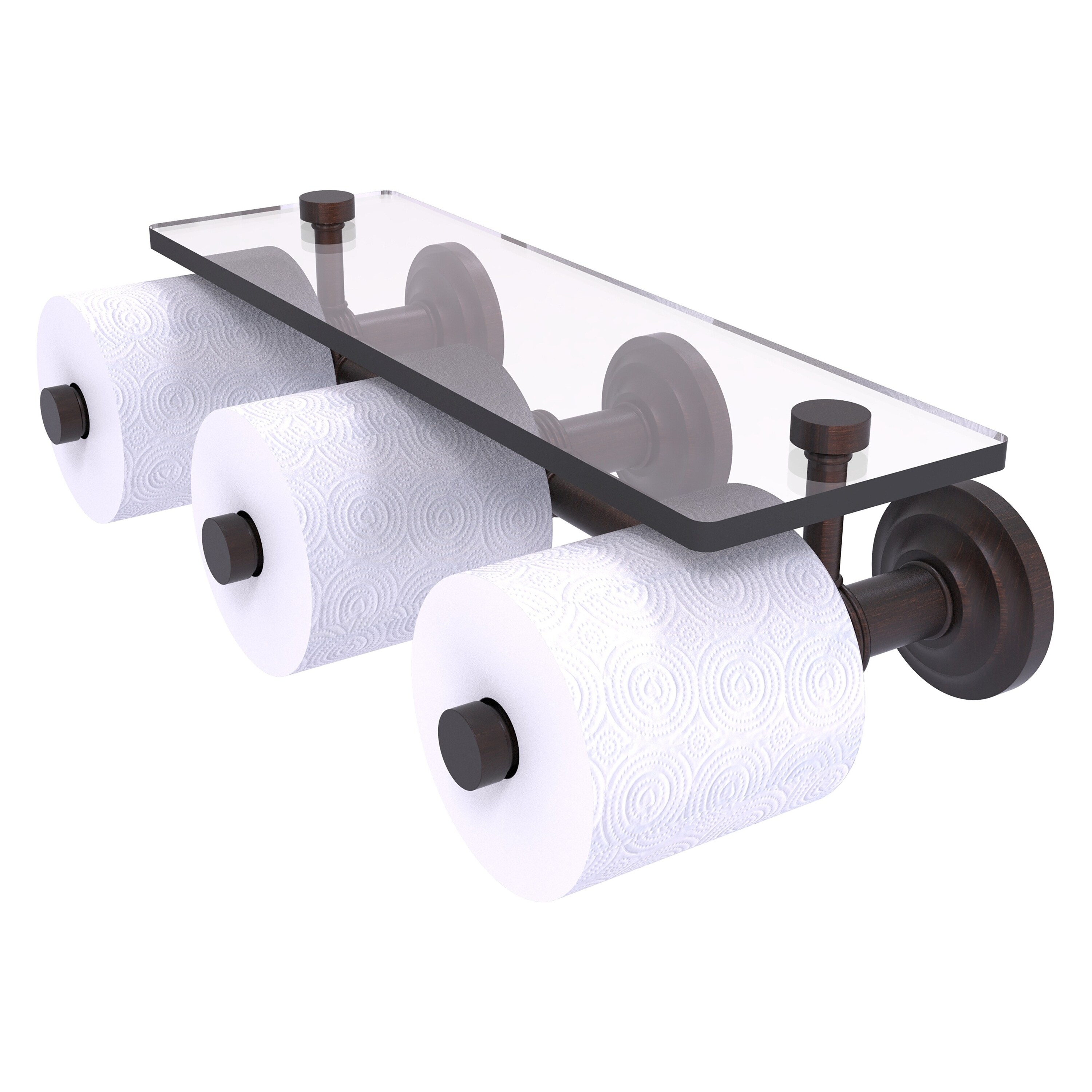 Allied Brass QN-35-3S-VB Que New Venetian Bronze Wall mount Double post Toilet Paper Holder 3 -Rolls with Storage