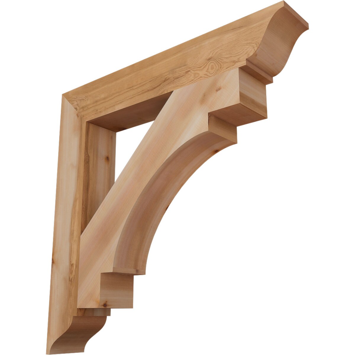 Ekena Millwork BKT06X38X38MRC01SWR Merced traditional smooth 5-1/2-in x 38-in x 38-in Western red cedar Brown Wood Standard bracket