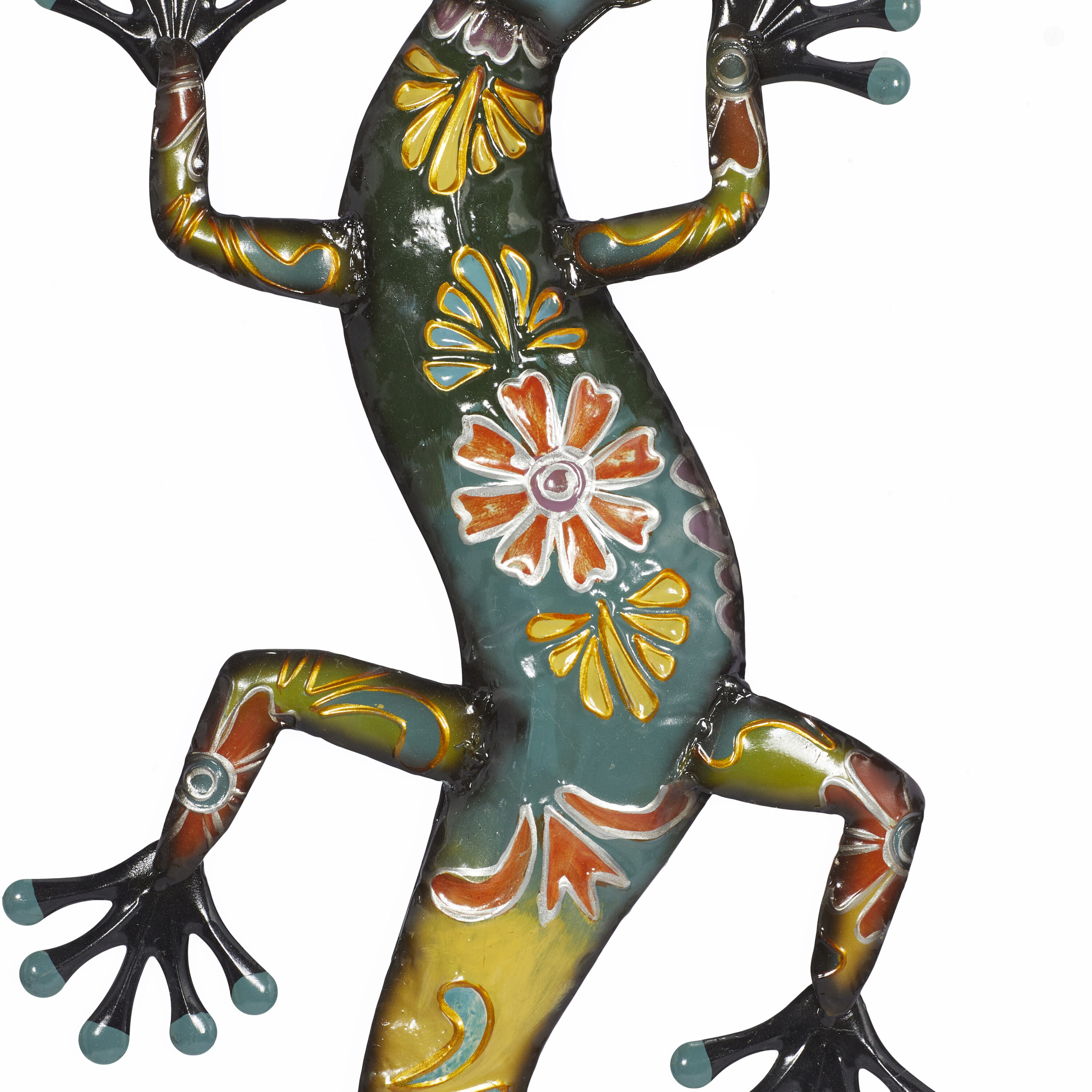 Multi-Colored Metal Floral Lizard Wall Decor, 32" x 15"
