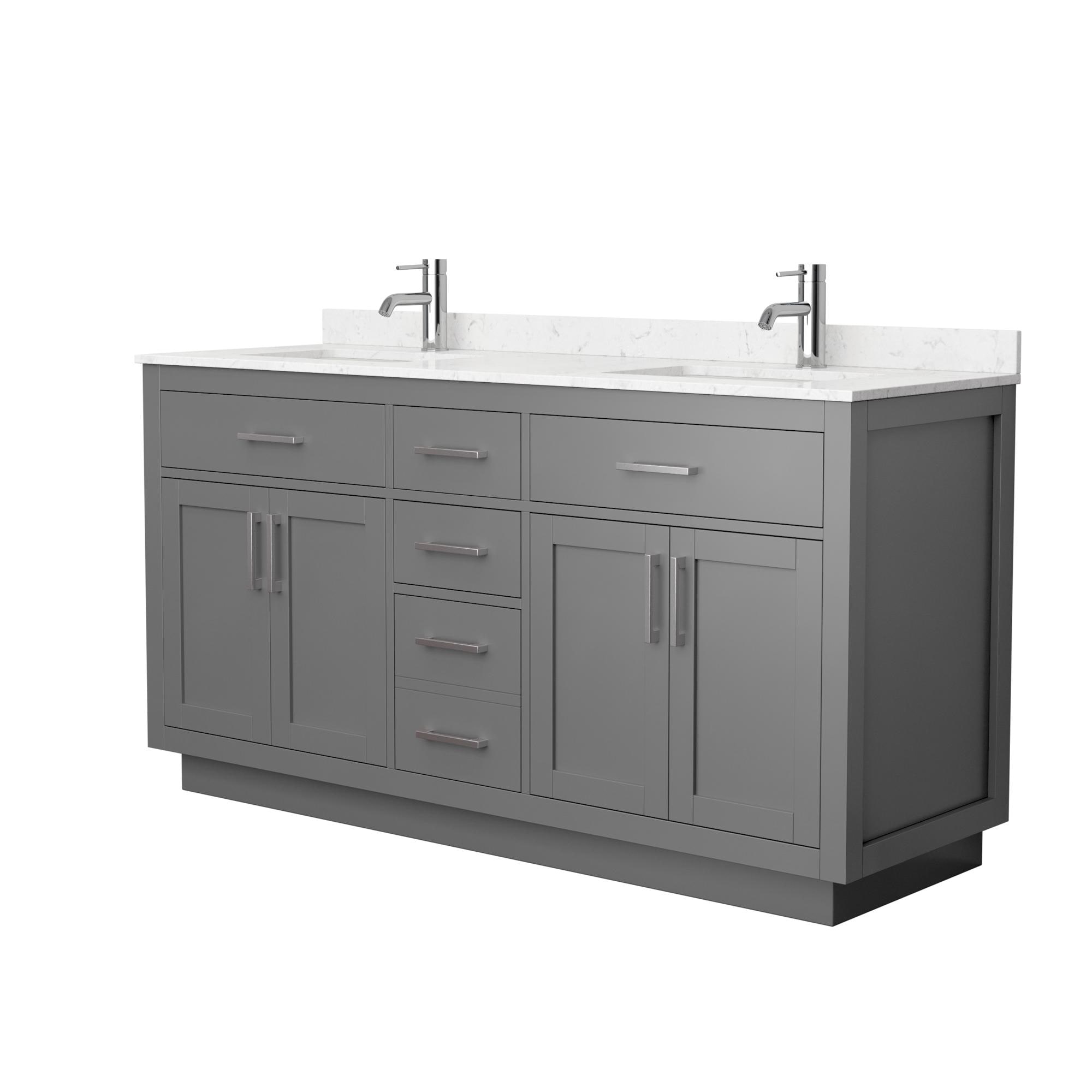 Wyndham Collection WCG262666DKGCCUNSMXX Beckett TK 66-in Dark Gray Undermount Double Sink Bathroom Vanity with Carrara Cultured Marble Top