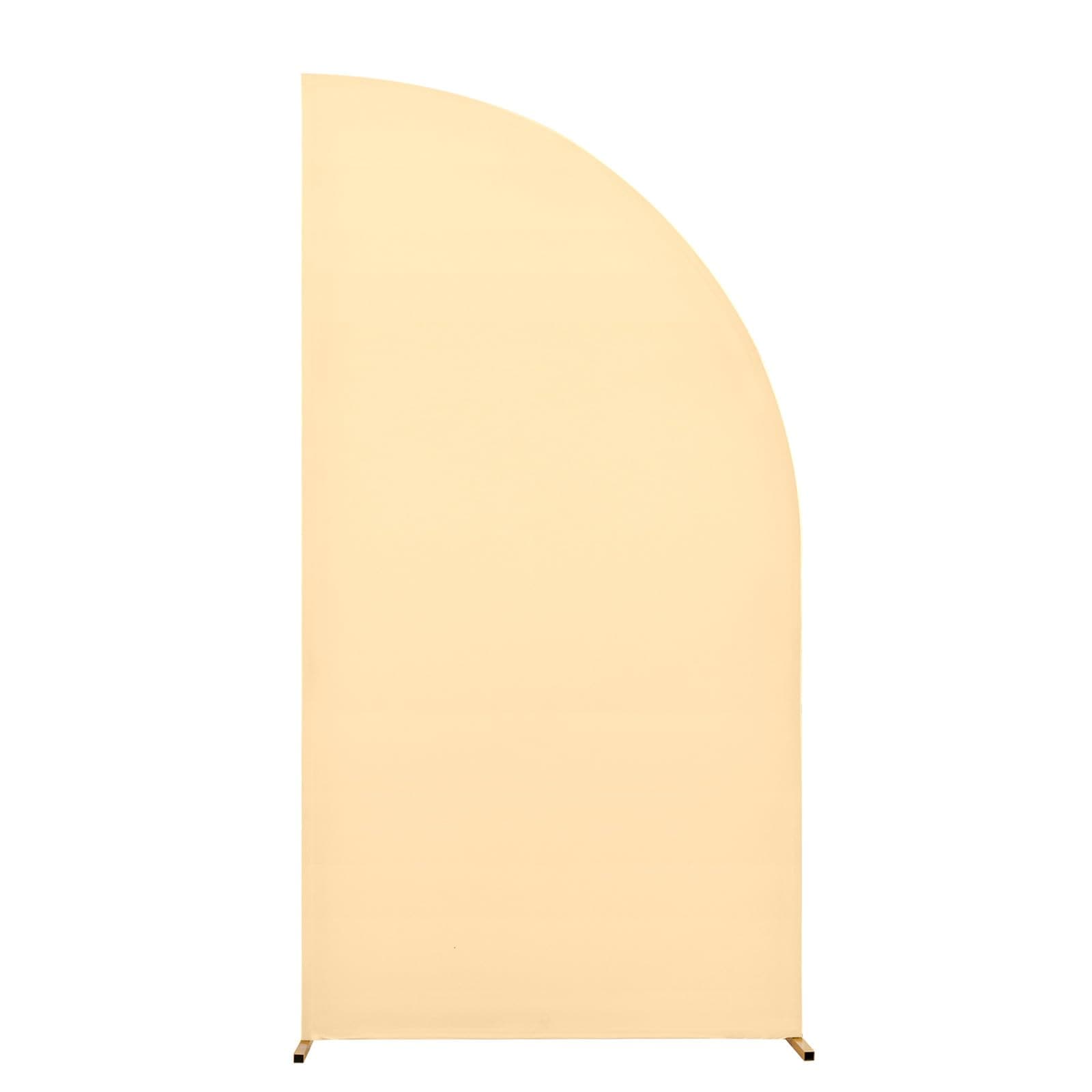IdealHouse Double Sided Stretch Half Moon Wedding Arch Backdrop Cover Reusable Fabric for Party Studio Decor Champagne Fits 5ft Stand