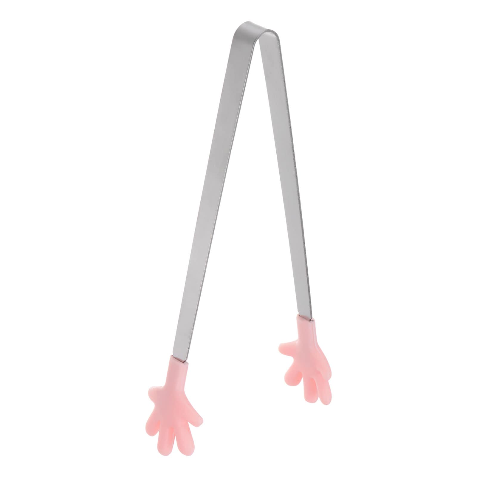 Harfington Mini Food Tongs 5.67 Inch Hand Shape Stainless Steel with Silicon Tips Small Cooking Tongs Kitchen Food Tongs Serving Tongs for Cooking Grilling BBQ Barbecue Kitchen Pink #S26062600UX5272