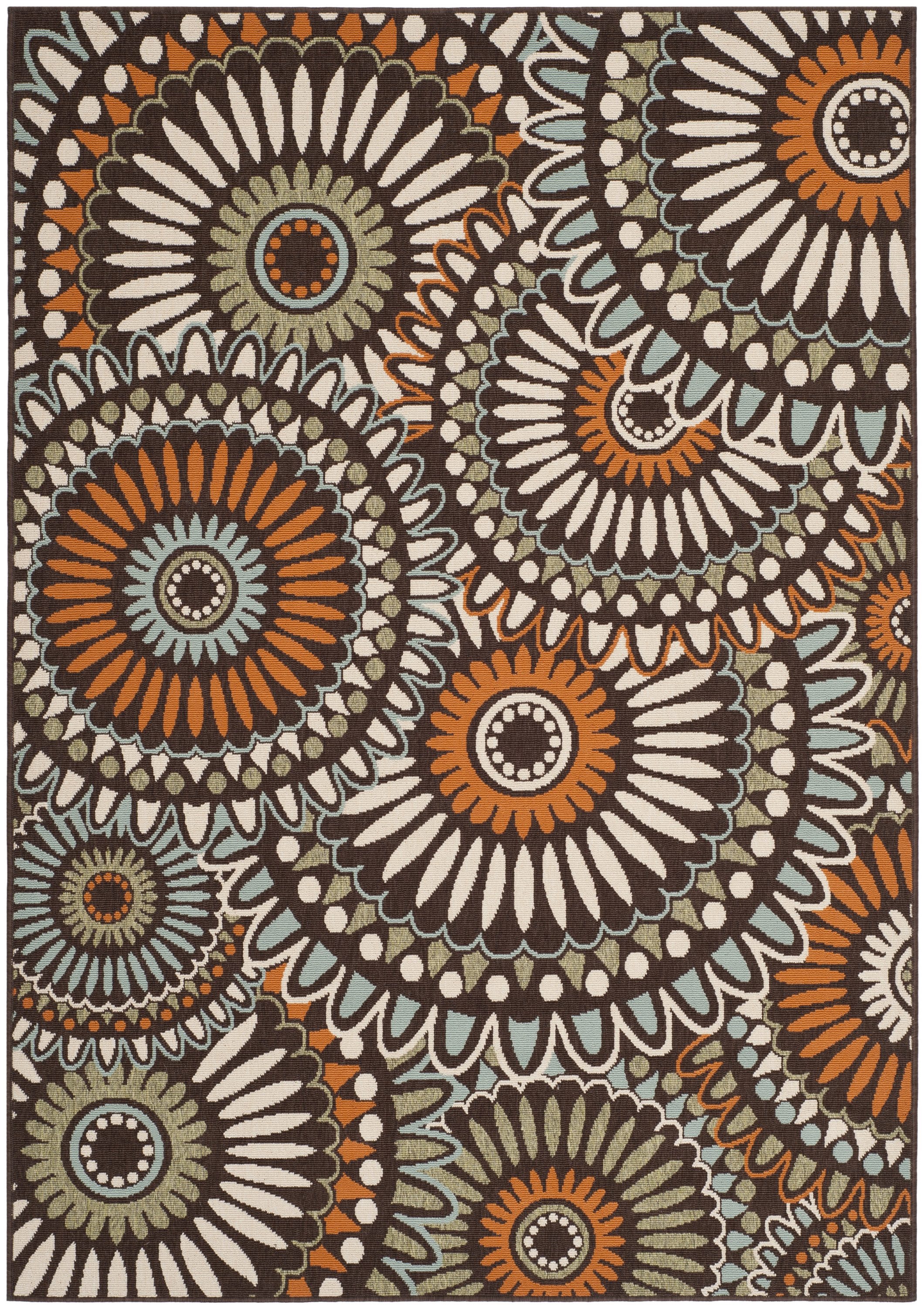 Safavieh VER091-0725-6 Veranda Sissy 7 x 10 (ft) Loomed Synthetic Chocolate/Terracotta Rectangular Indoor/Outdoor Floral/Botanical Coastal Area rug