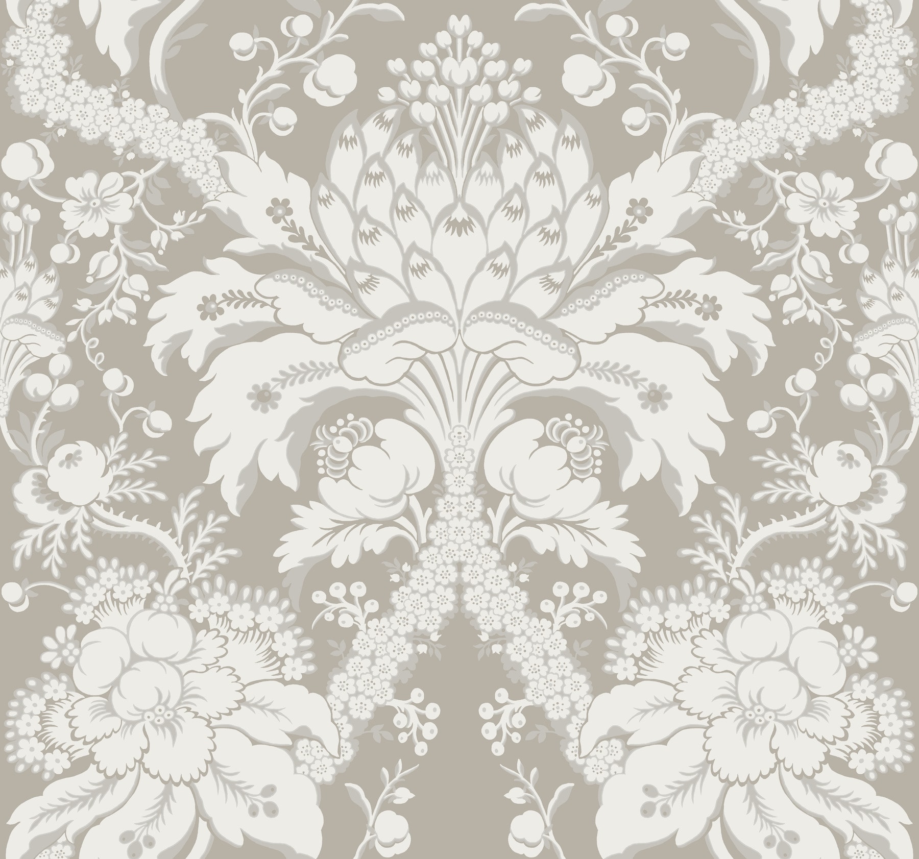 York Wallcoverings DM4952 Damask Resource Library 60.8-Sq. Feet Beige Non-woven Damask Prepasted Water Activated Paste Wallpaper