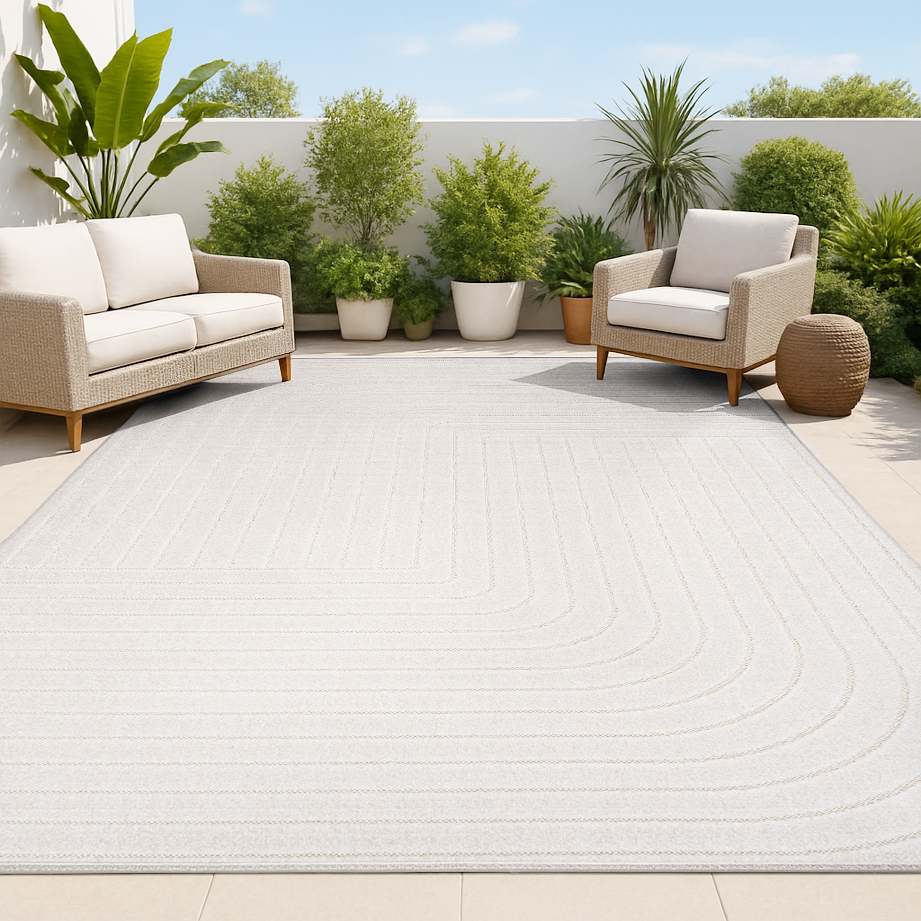 JONATHAN  Y SCN101A-15 SCANDINAVIAN Odense High-Low Minimalist Angle Geometric 12 x 15 (ft) Polypropylene Ivory/Cream Rectangular Indoor Geometric Mid-Century Modern Area rug