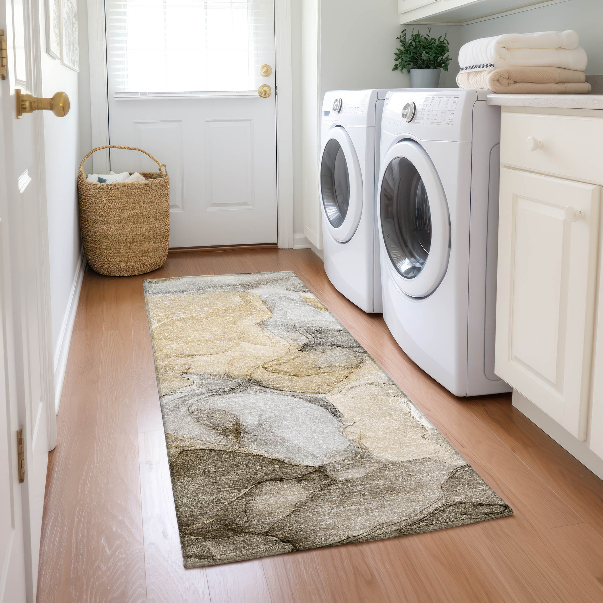 Addison Rugs ACN504BR2X8 Chantille ACN504BR 2 x 7 (ft) Polyester Brown Rectangular Indoor/Outdoor Abstract Machine washable Area rug