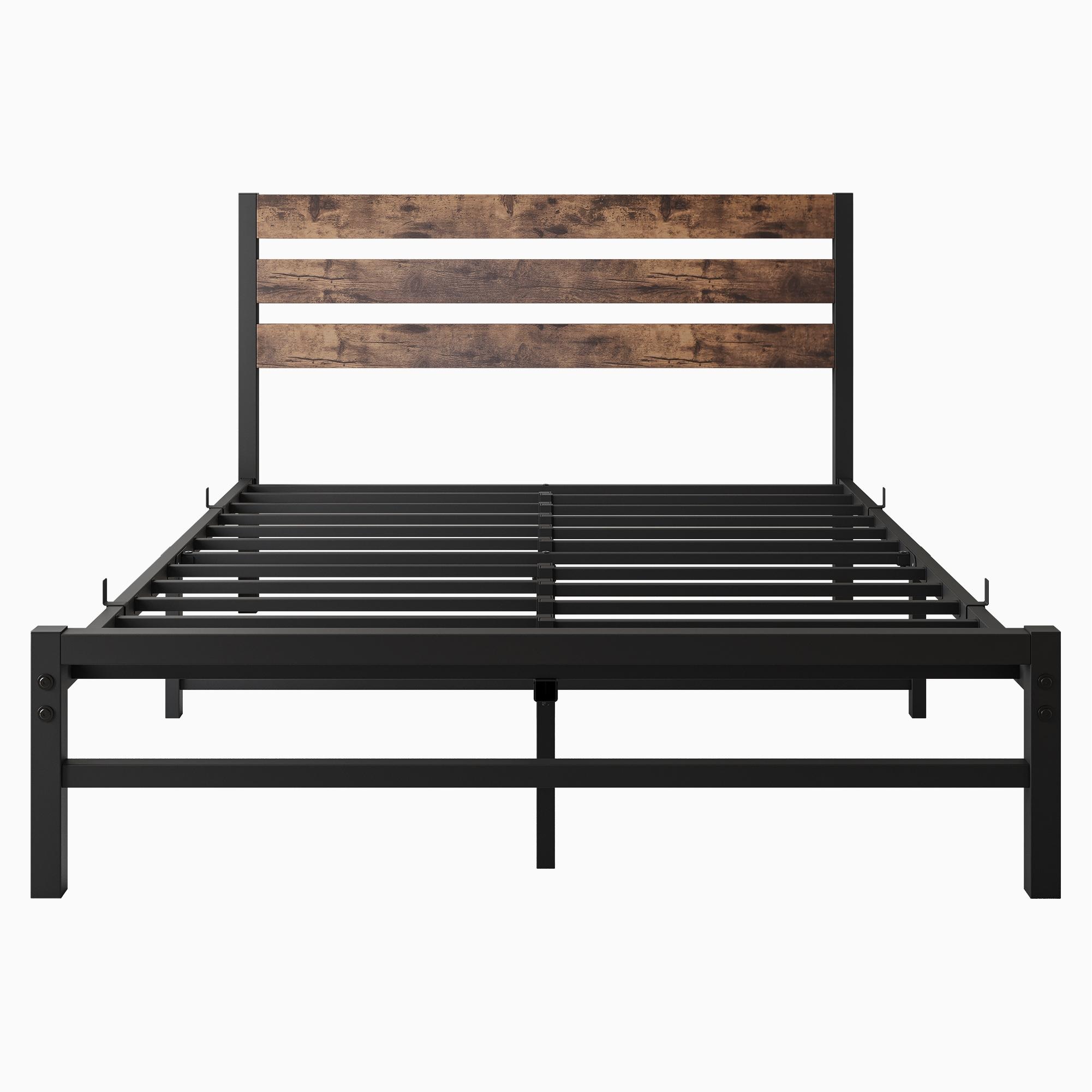 Bayfeve BF-84262-IN Rustic Vintage Bed Frame Rustic Brown Full Metal Bed frame Bed