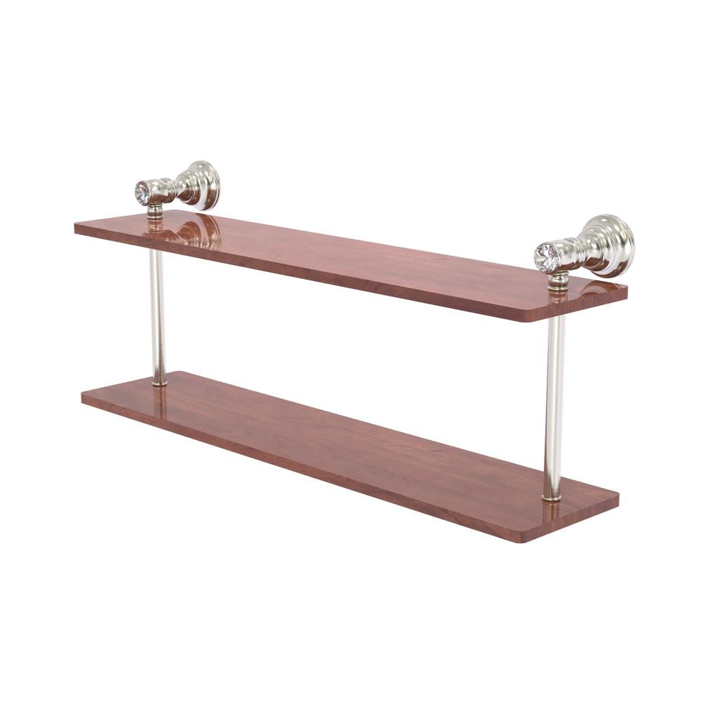 Allied Brass CC-2-22-IRW-SN Carolina Crystal Satin Nickel 2 -Tier Wall mount Bathroom Shelf ( 22-in x 9.2-in x 5-in )