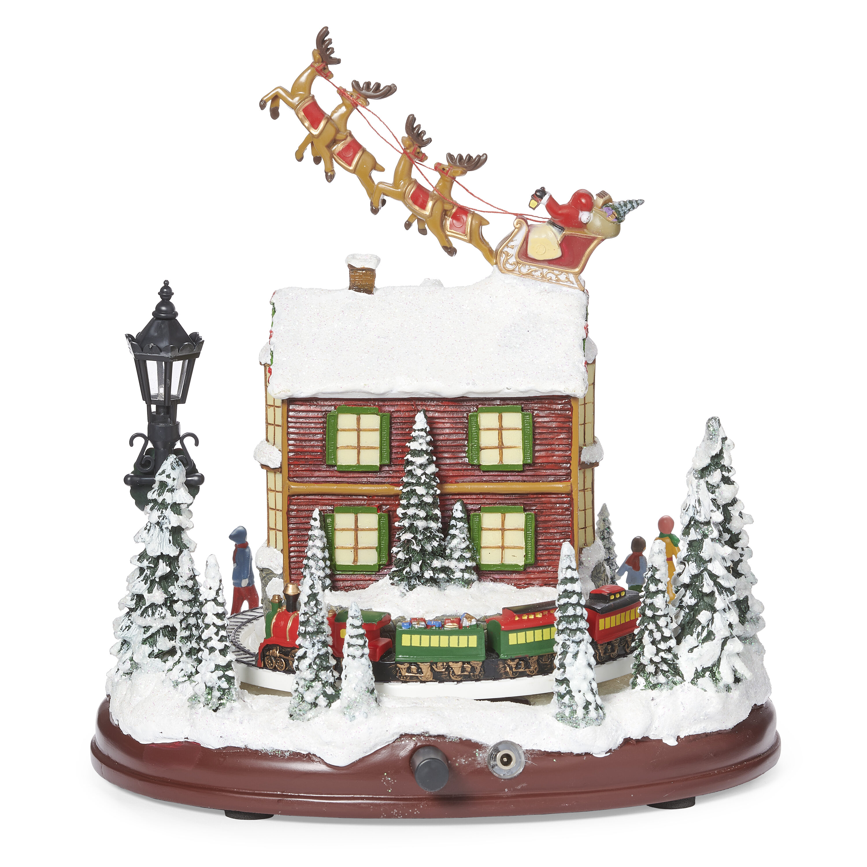 9.25" LED Lighted Musical Santa Over House Christmas Village Decor