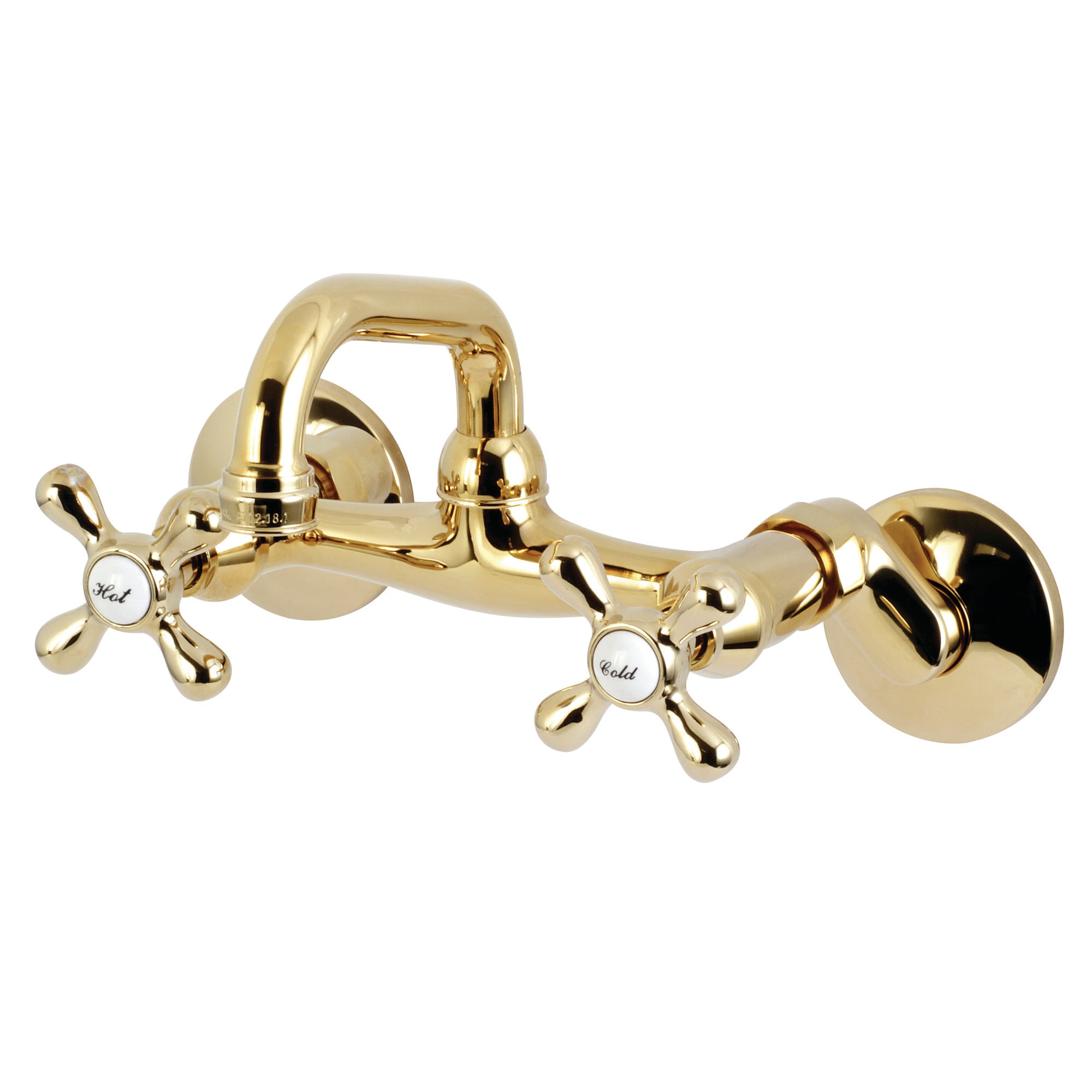 Kingston Brass WLKS212PB Kingston Polished brass Double Handle Wall-mount Bar and Prep Kitchen Faucet