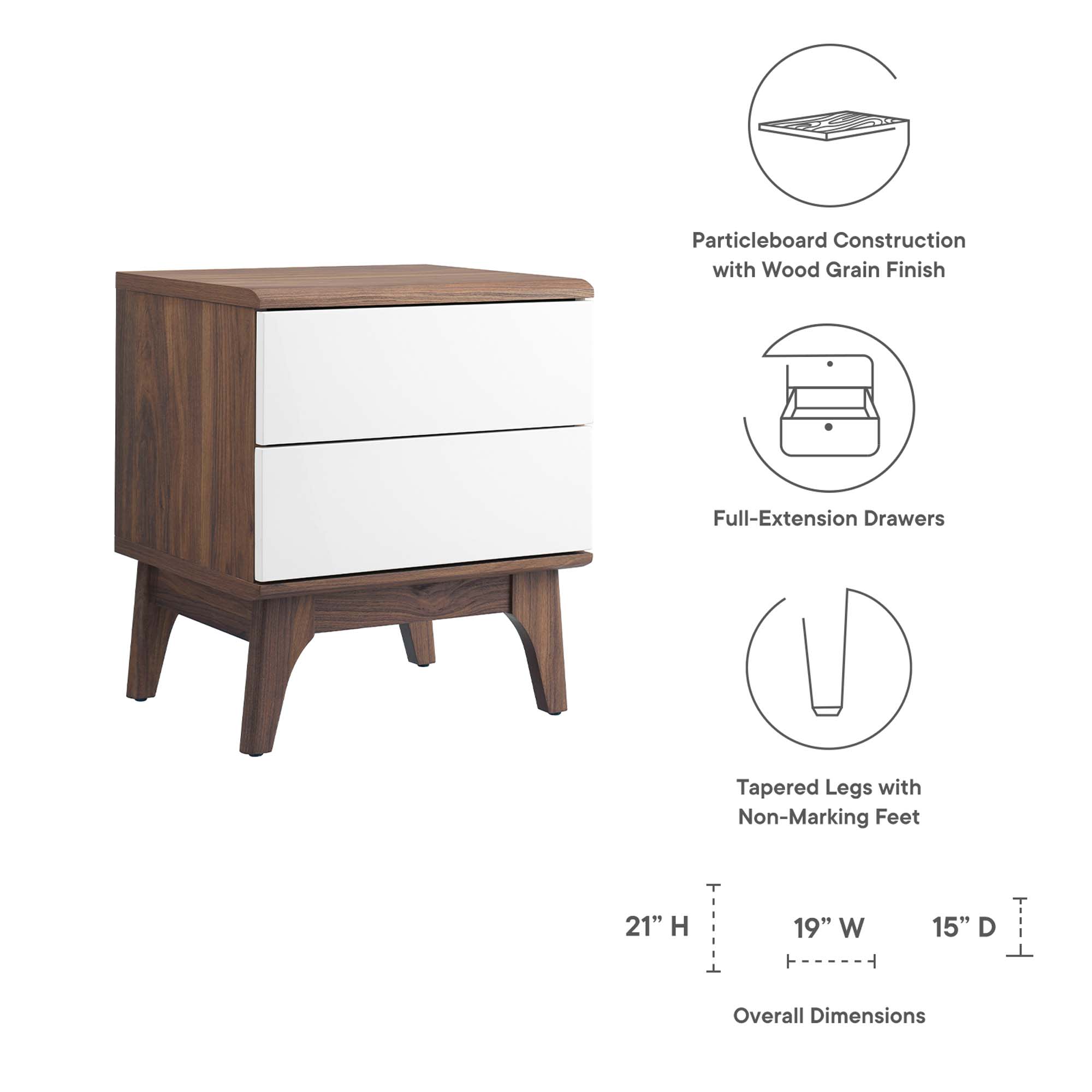 Modway MOD-7069-WAL-WHI nightstands - View #2