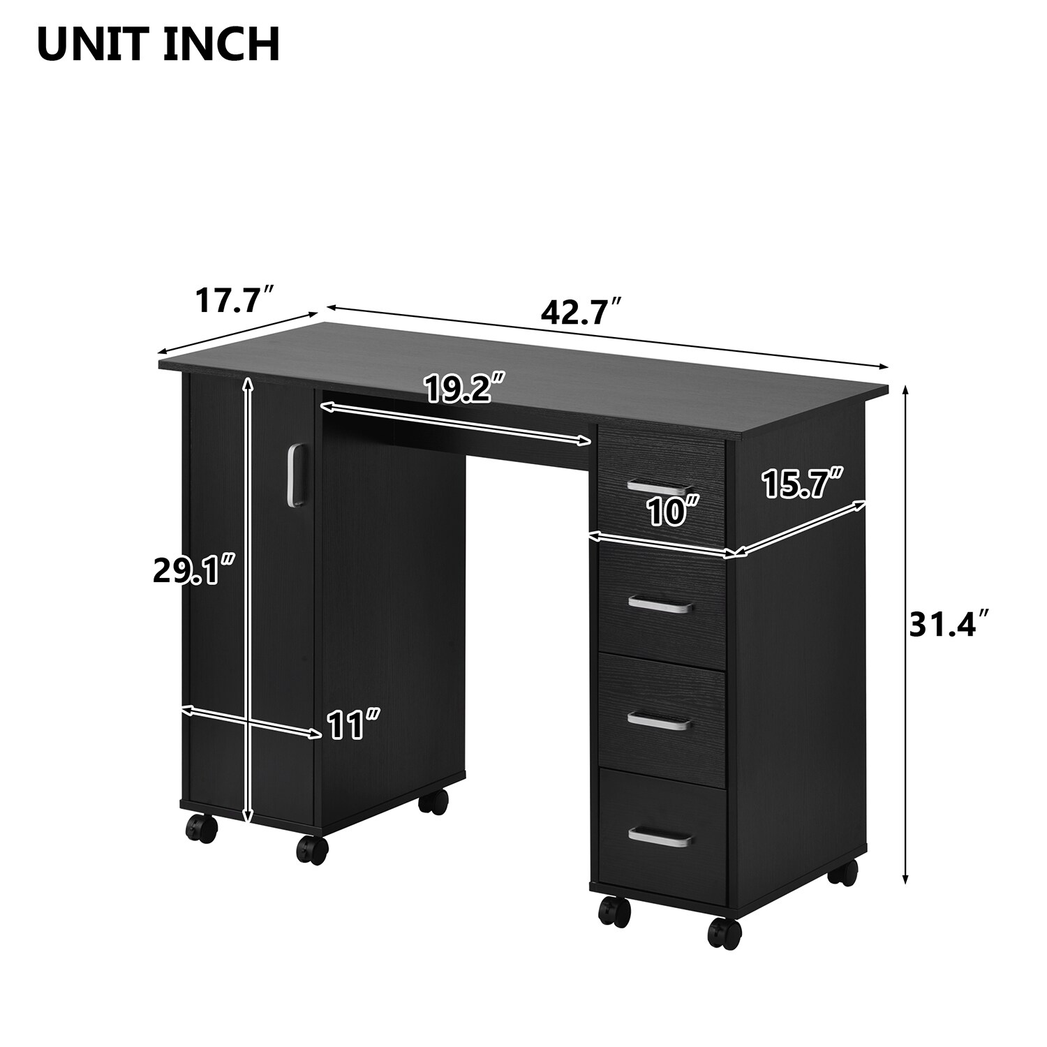 SINOFURN 42.7-in Black Modern/Contemporary Computer Desk in the Desks ...