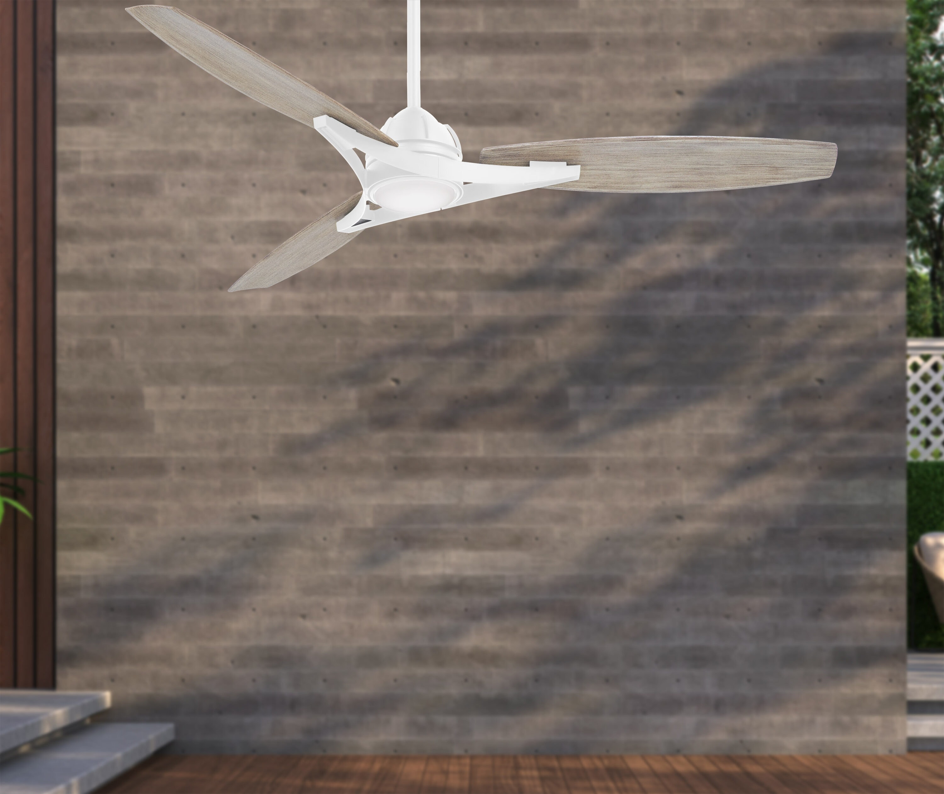 Minka Aire Molino 65-in Flat White Integrated LED Indoor/Outdoor Smart Propeller Ceiling Fan with Light and Remote (3-Blade) F742L-WHF Sansujyuku sansujyuku.com