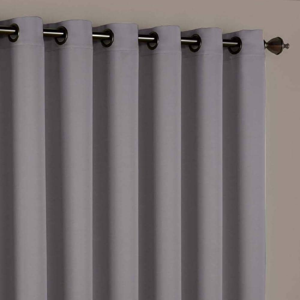 Eclipse 100-in Grey Polyester Room Darkening Grommet Single Curtain ...