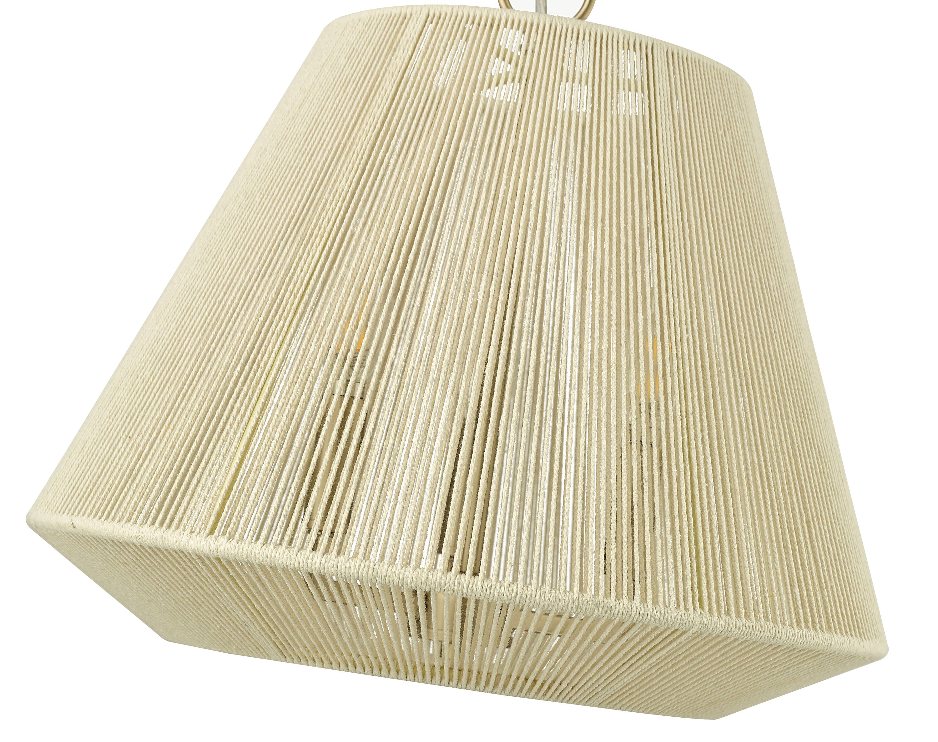 Vintage Brass Hourglass Pendant Light with White Drum Shade