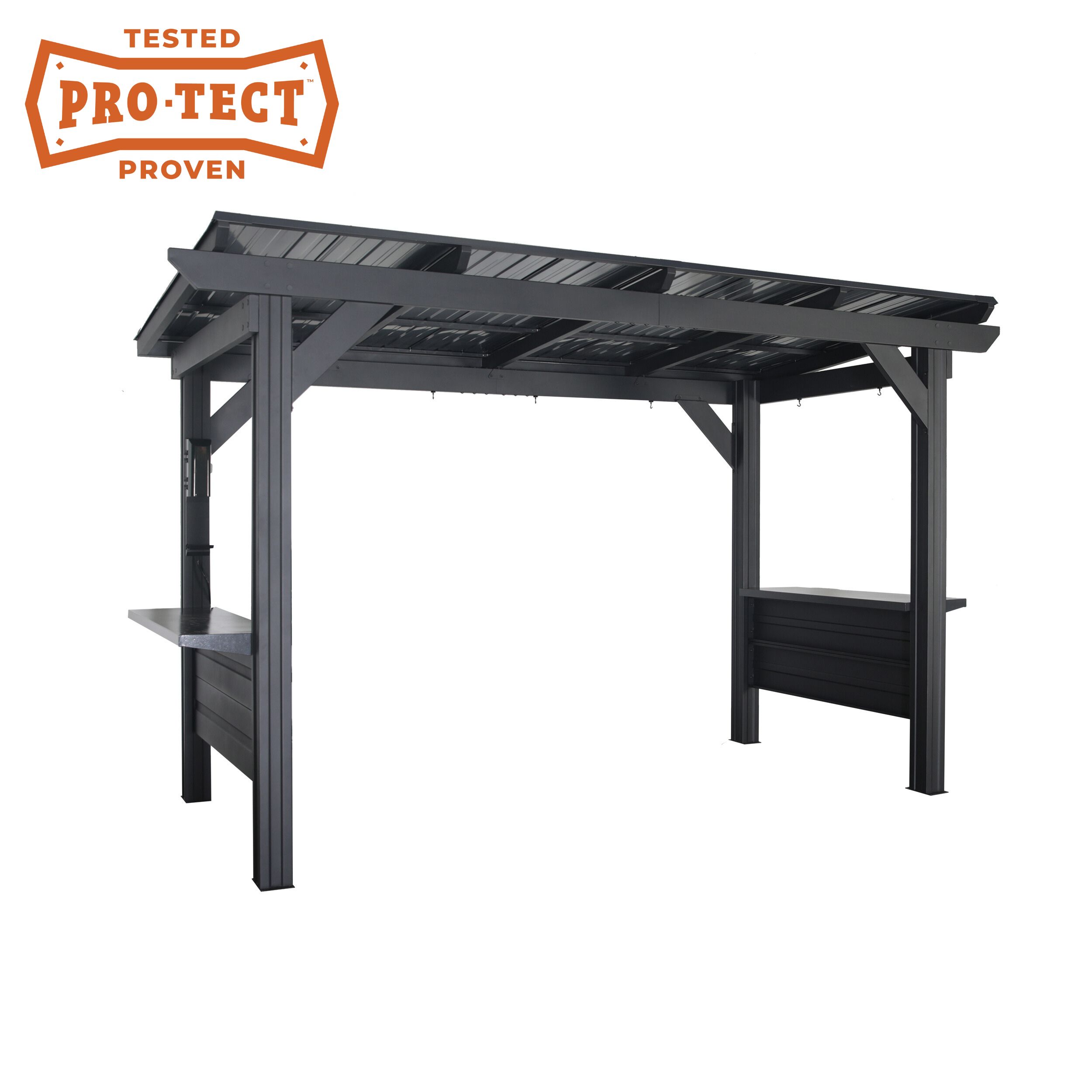 Rockport XL Black Steel Grill Gazebo with Countertops