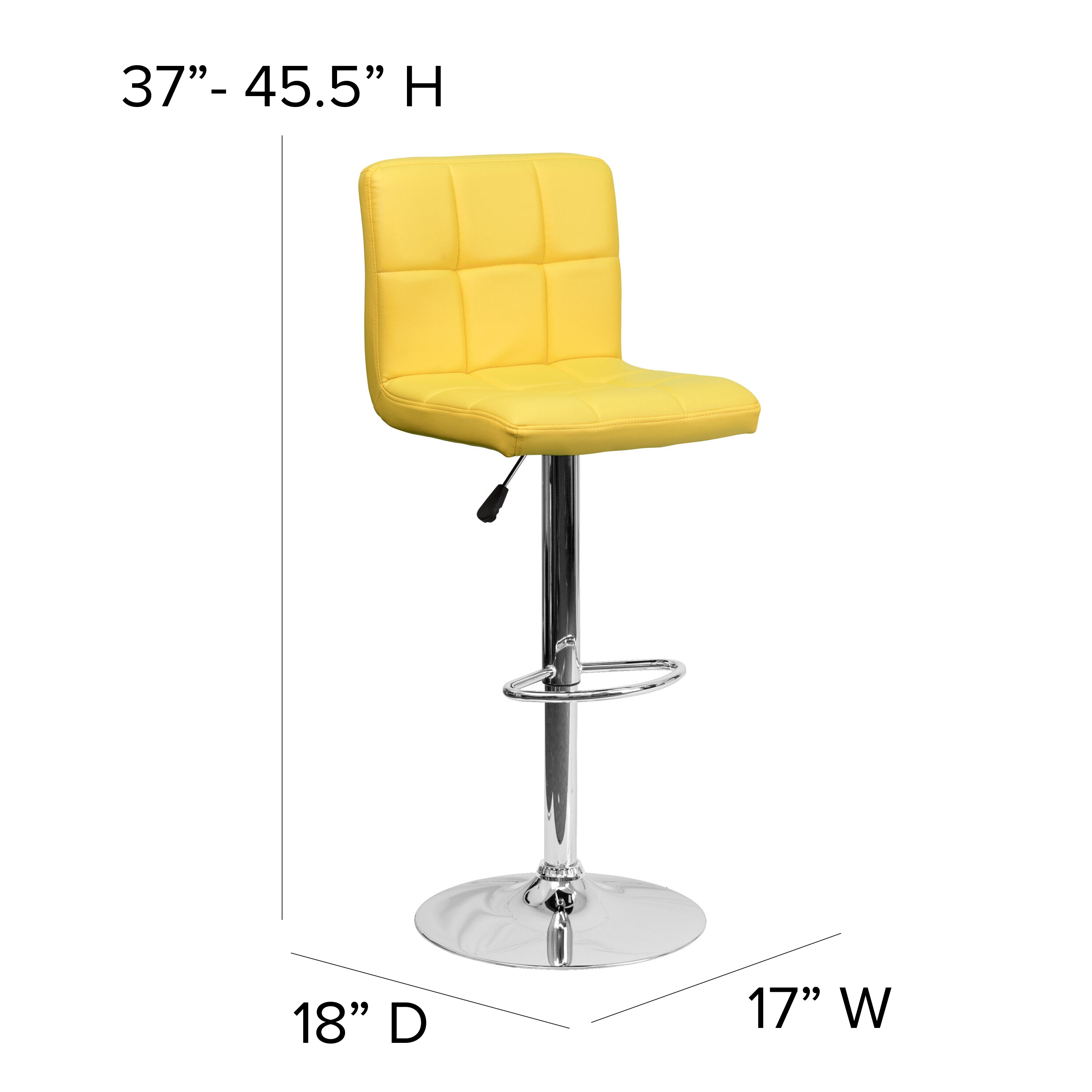 Flash Furniture Yellow 34-in H Adjustable height Upholstered Swivel ...