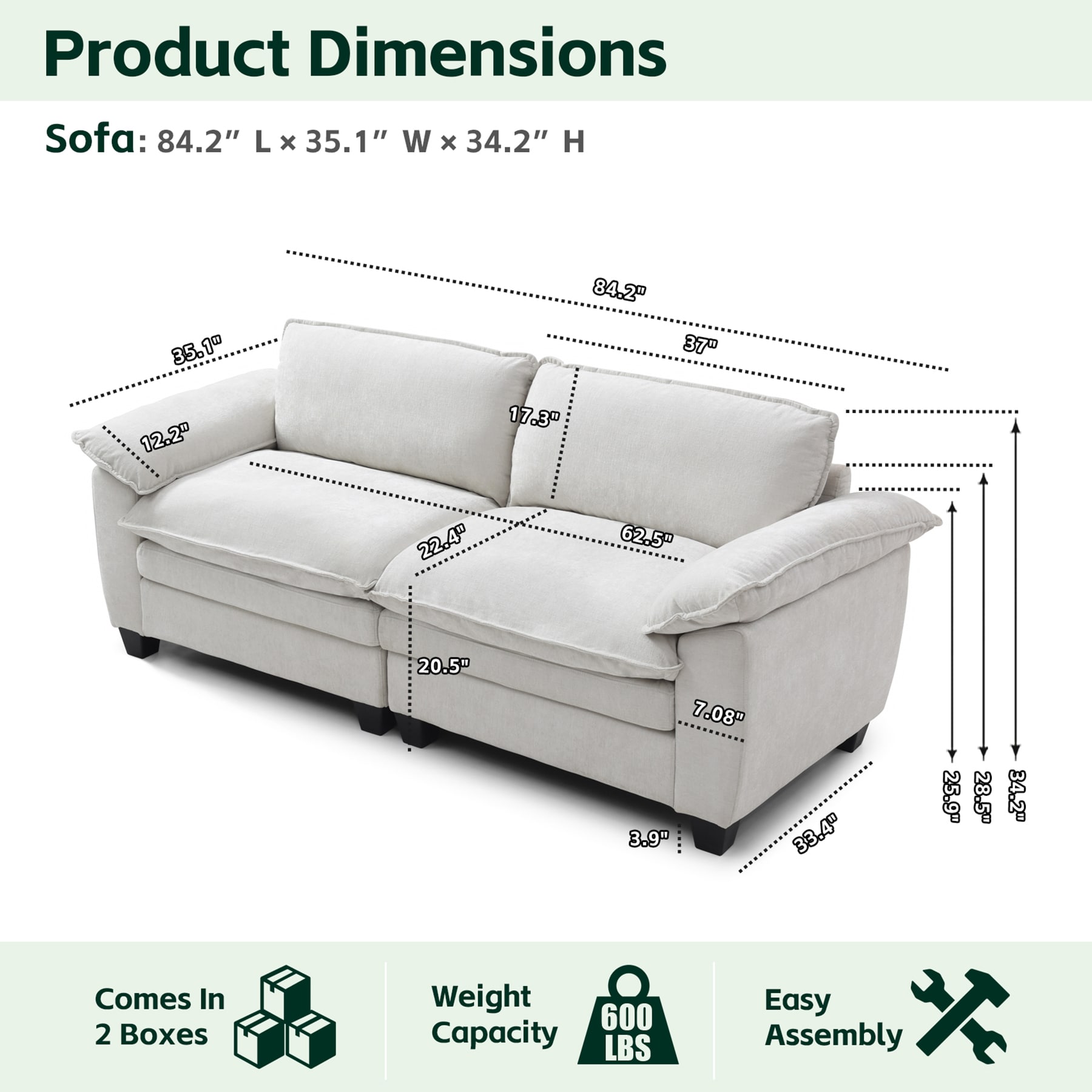 SINOFURN SYA3100118BG Sofas-Loveseats - View #3