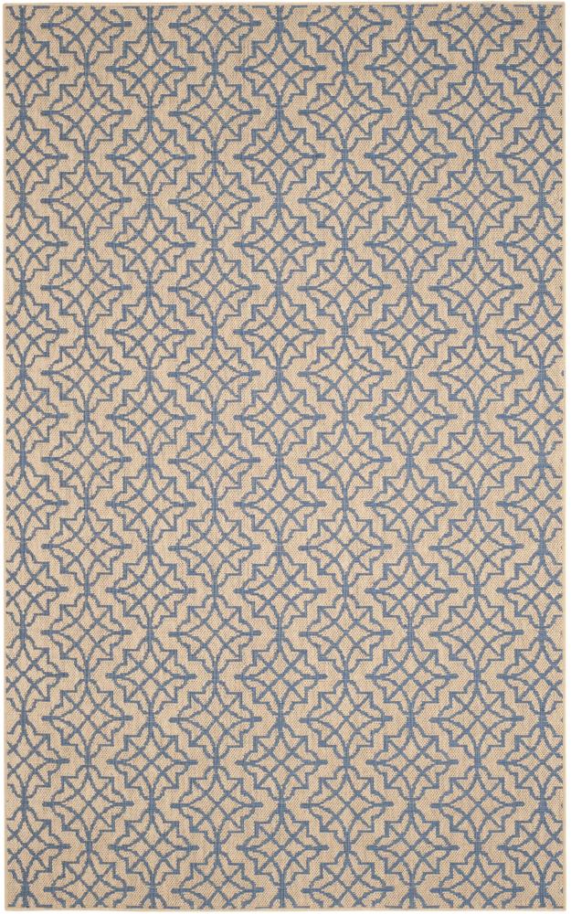 Handmade Blue and Natural Geometric Synthetic 5' x 8' Area Rug