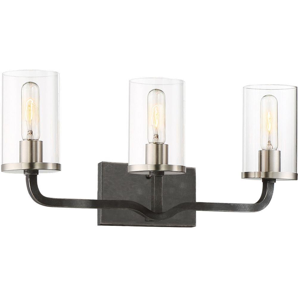 10.38-in 3-Light Iron Black and Brushed Nickel Accents Modern ...