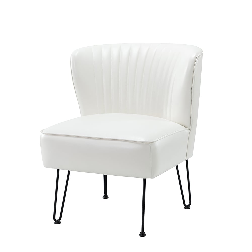 14 Karat Home CHM0196-IVORY Modern IVORY Faux leather Accent Chair