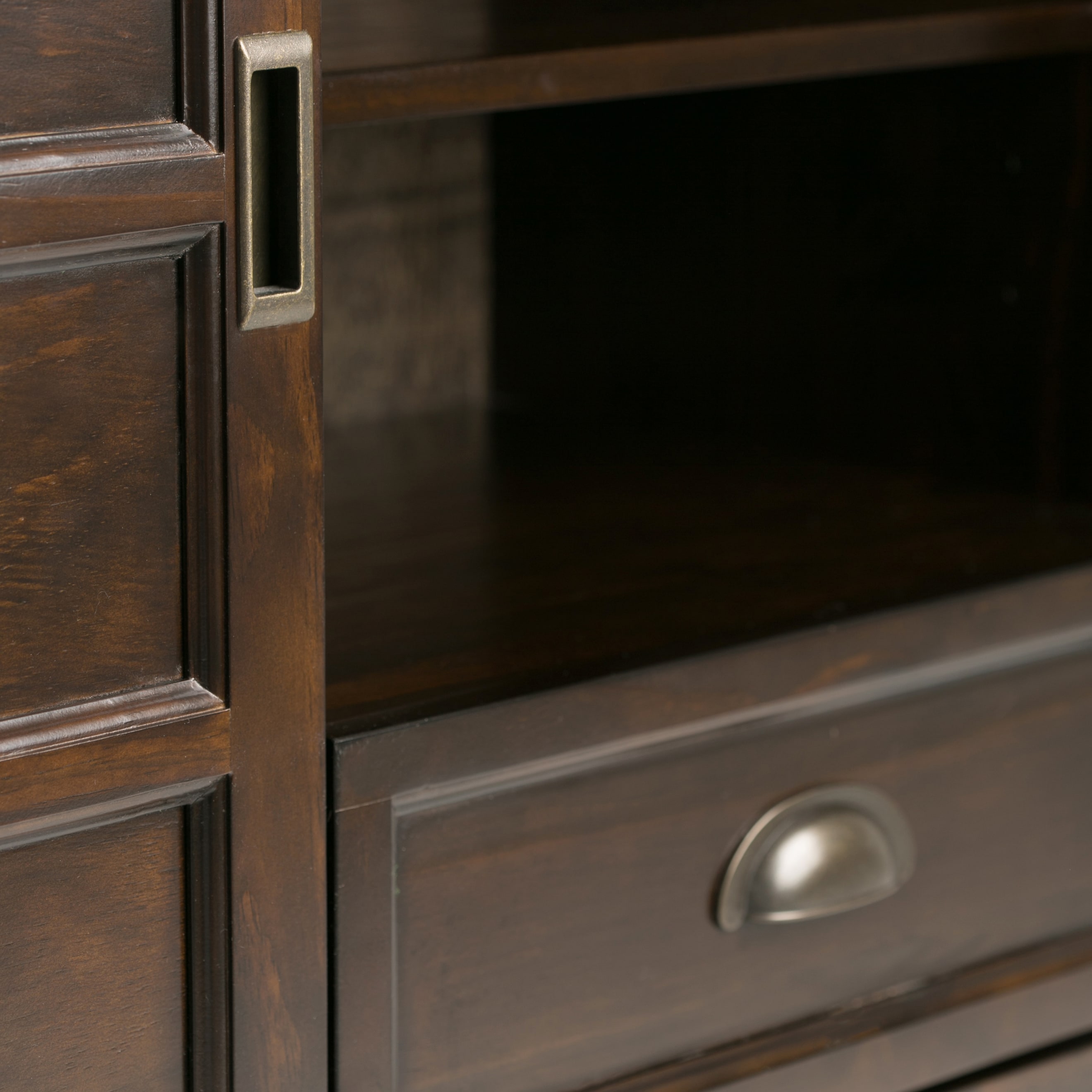 Mahogany Brown 60" Solid Wood TV Stand with Cabinets