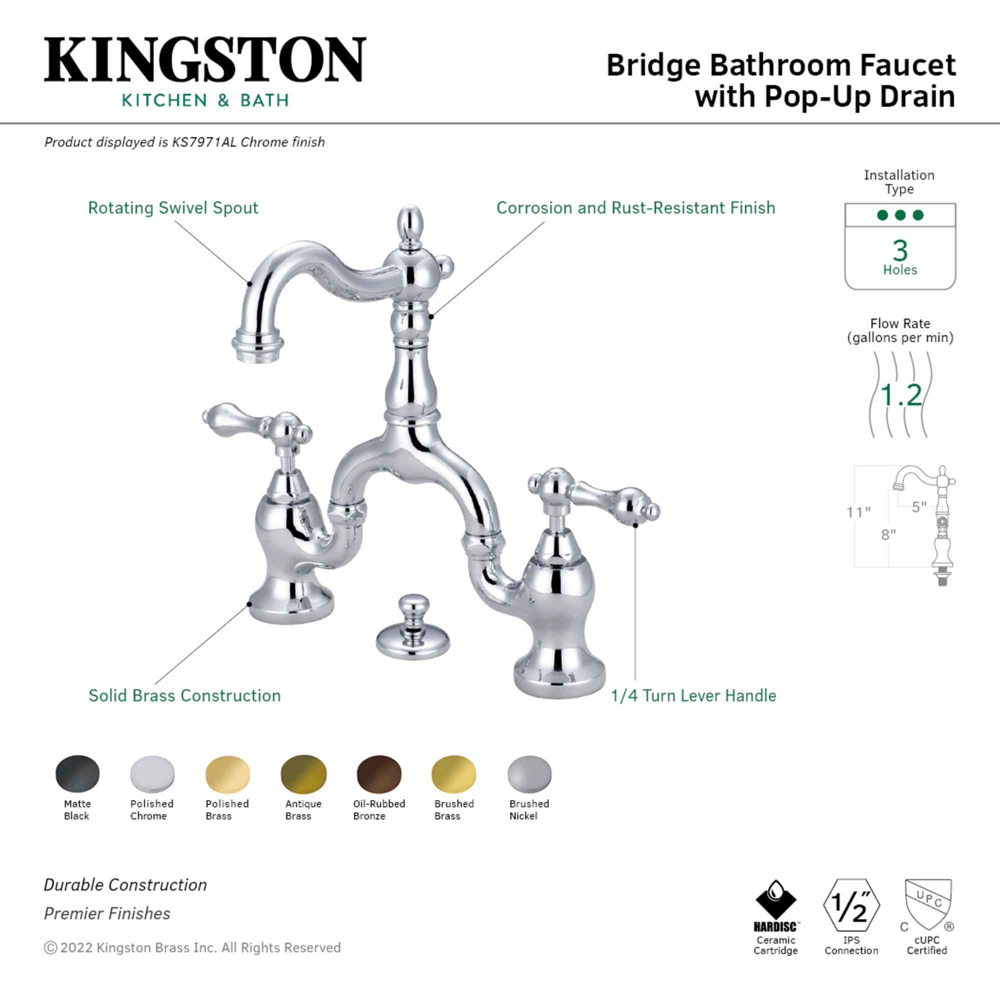 Kingston Brass WLKS7975AL Lavatory-Faucets - View #3