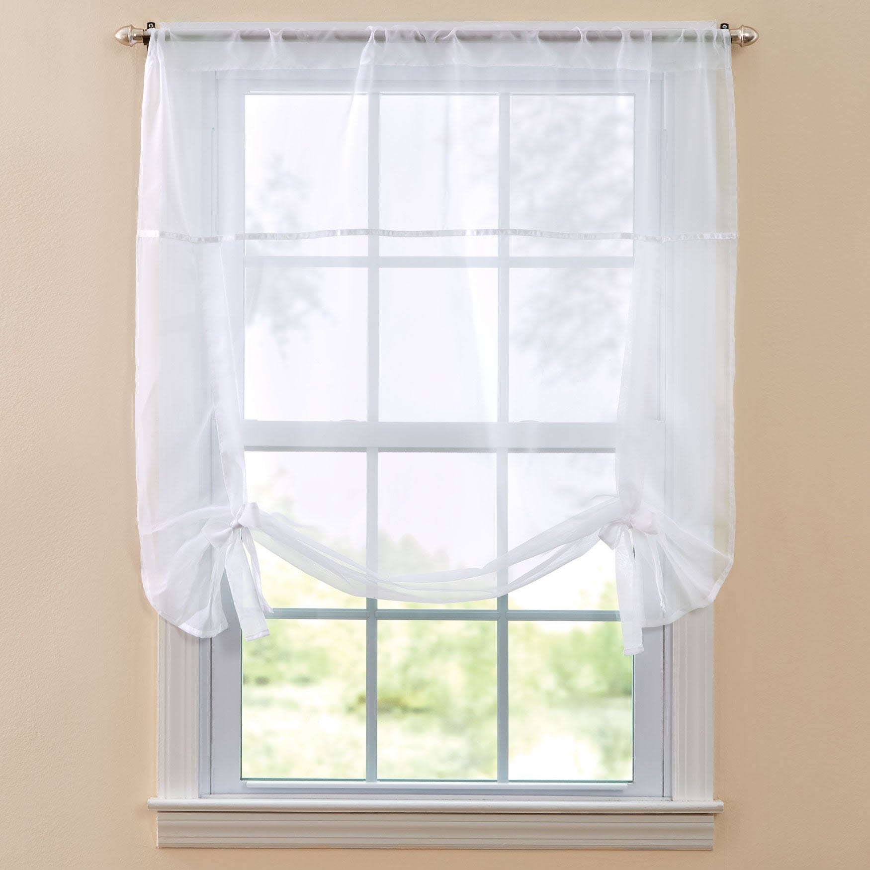 BrylaneHome 196392438016 BH Studio Sheer Voile Tie-Up Shade