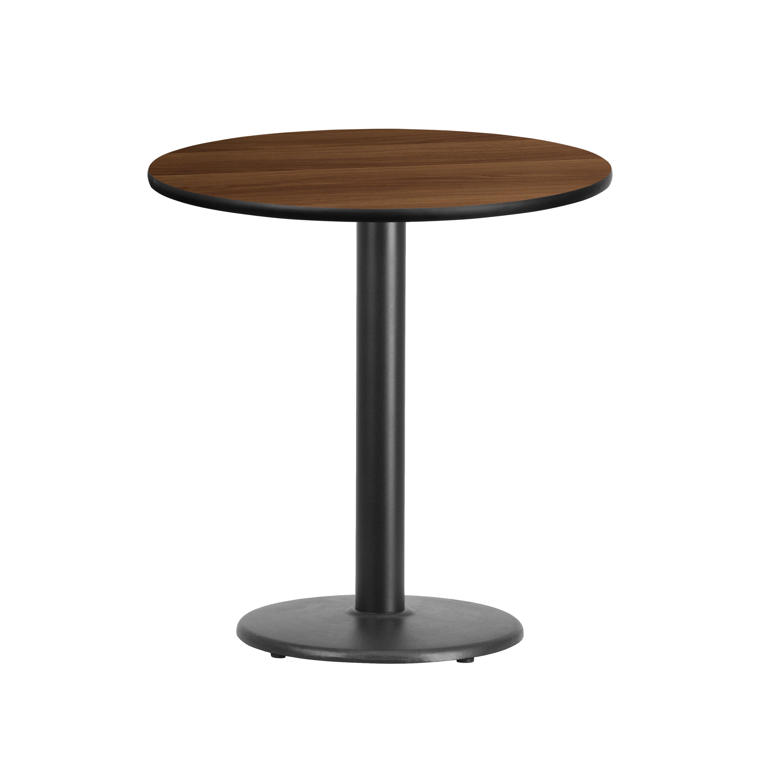 Flash Furniture 889142007494 Walnut Round Contemporary/Modern Dining Table, Wood veneer with Black Metal Pedestal Base 24-Inches L x 31.13-Inches H