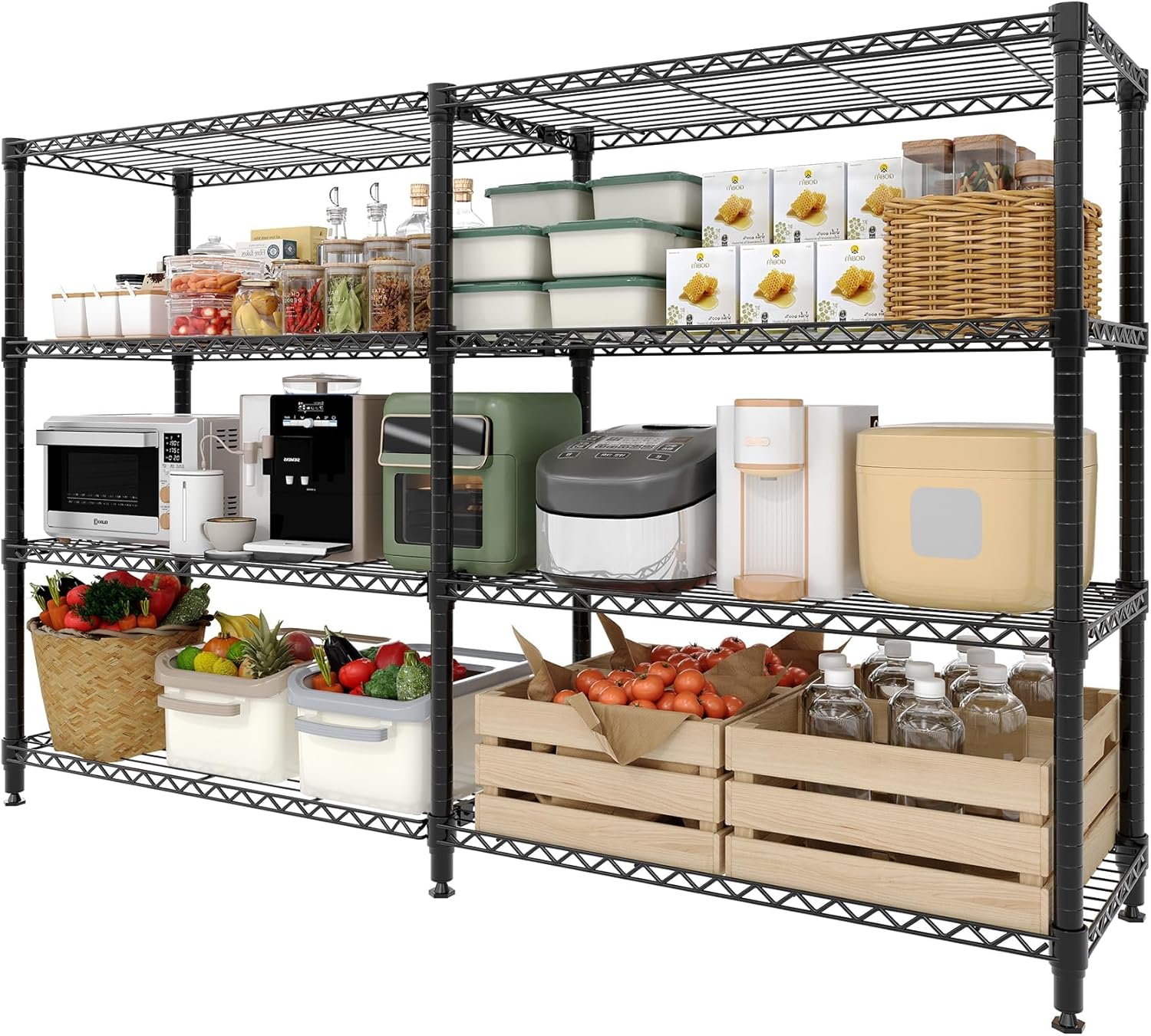 GarveeLife Metal Storage Shelves Heavy Duty Shelving 4-Tier-35inch Wire ...