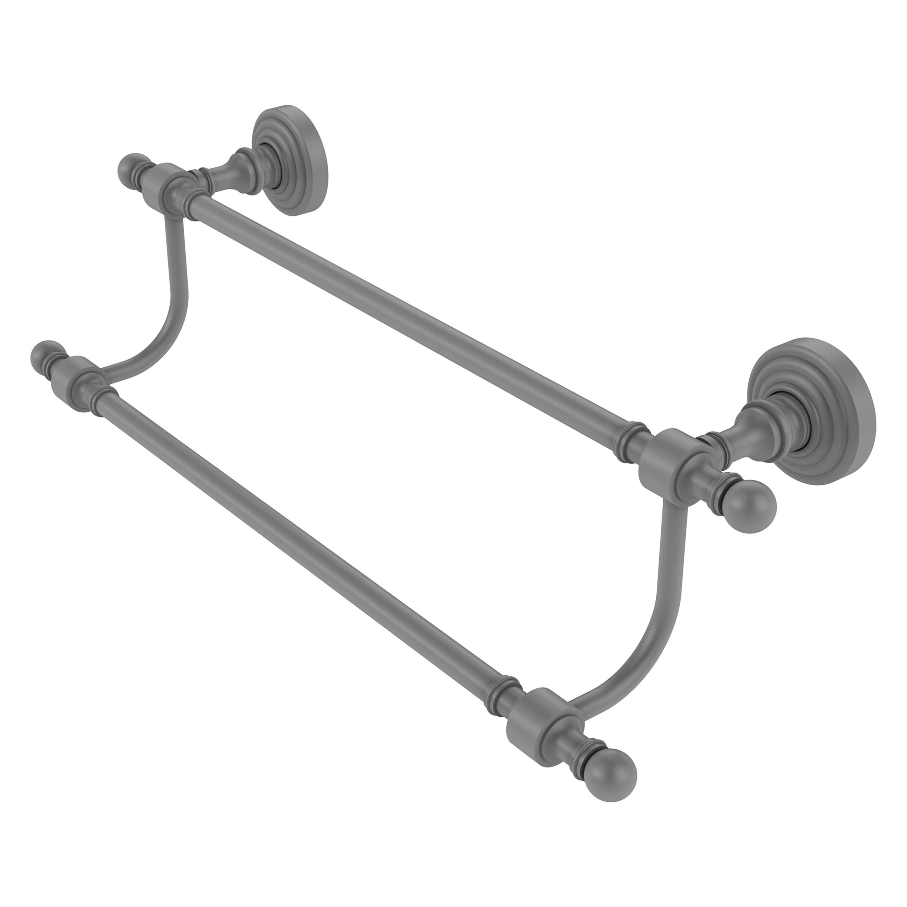 Allied Brass RW-72/24-GYM Retro Wave 24-in double Matte Gray Wall mount Double Towel Bar