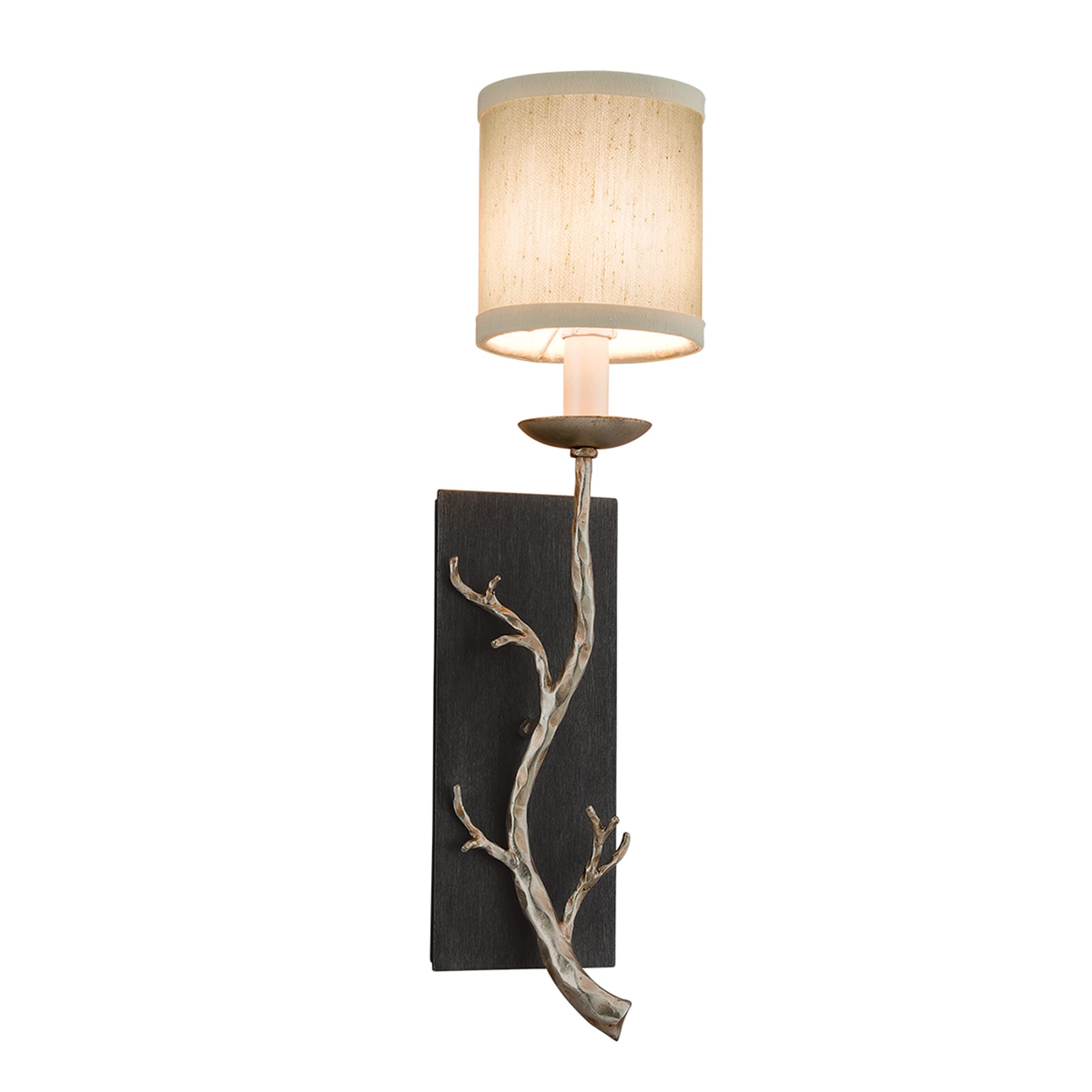 Troy Lighting B2841 Adirondack 4.75-in W 1-Light Graphite and Silver Leaf Transitional Wall Sconce