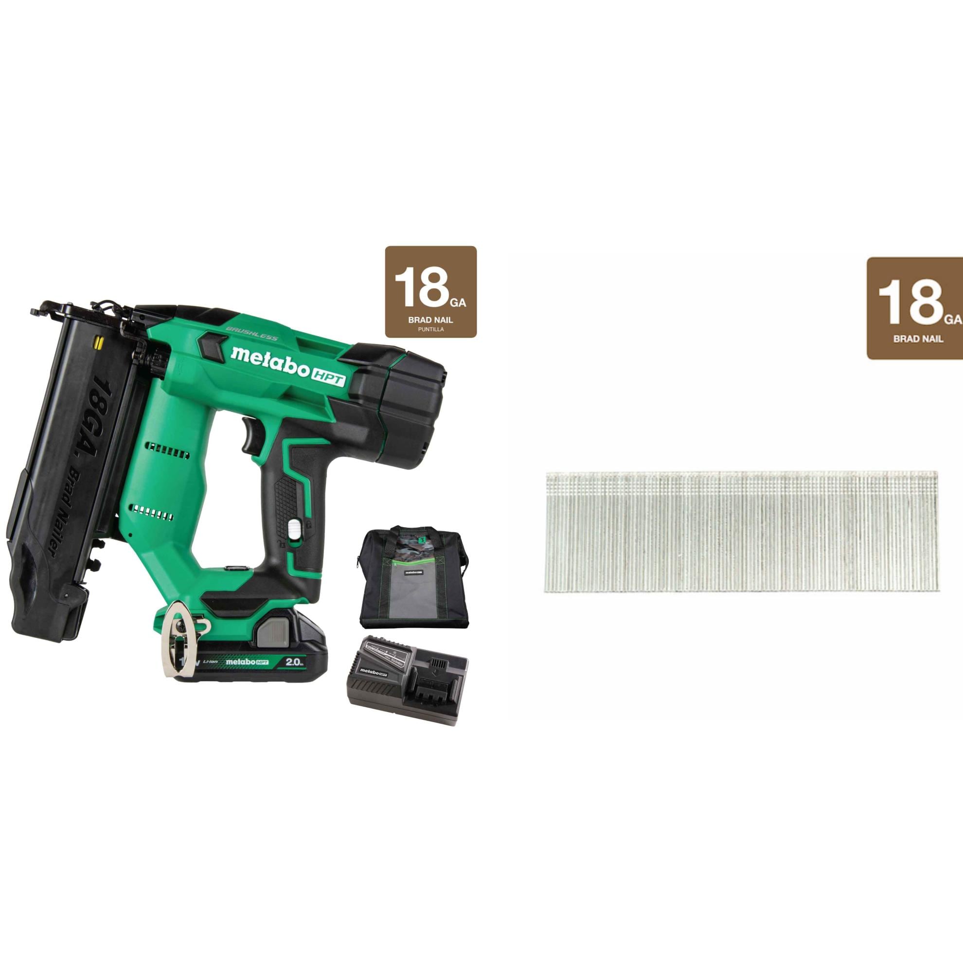 18V MultiVolt™ Brushless 18-Gauge Compact Brad Nailer + Brad Nails