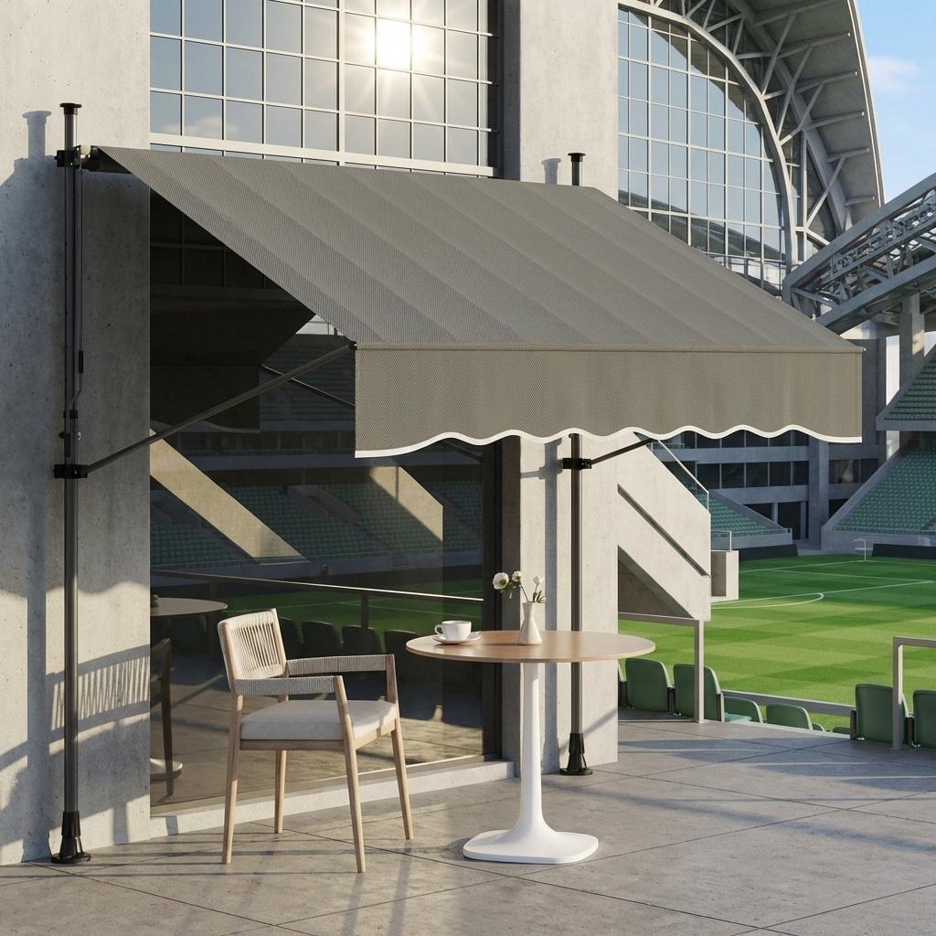 DEXSO 118 Inch Manual Retractable Awning Angle Height Adjustable UV Protection Dark Gray