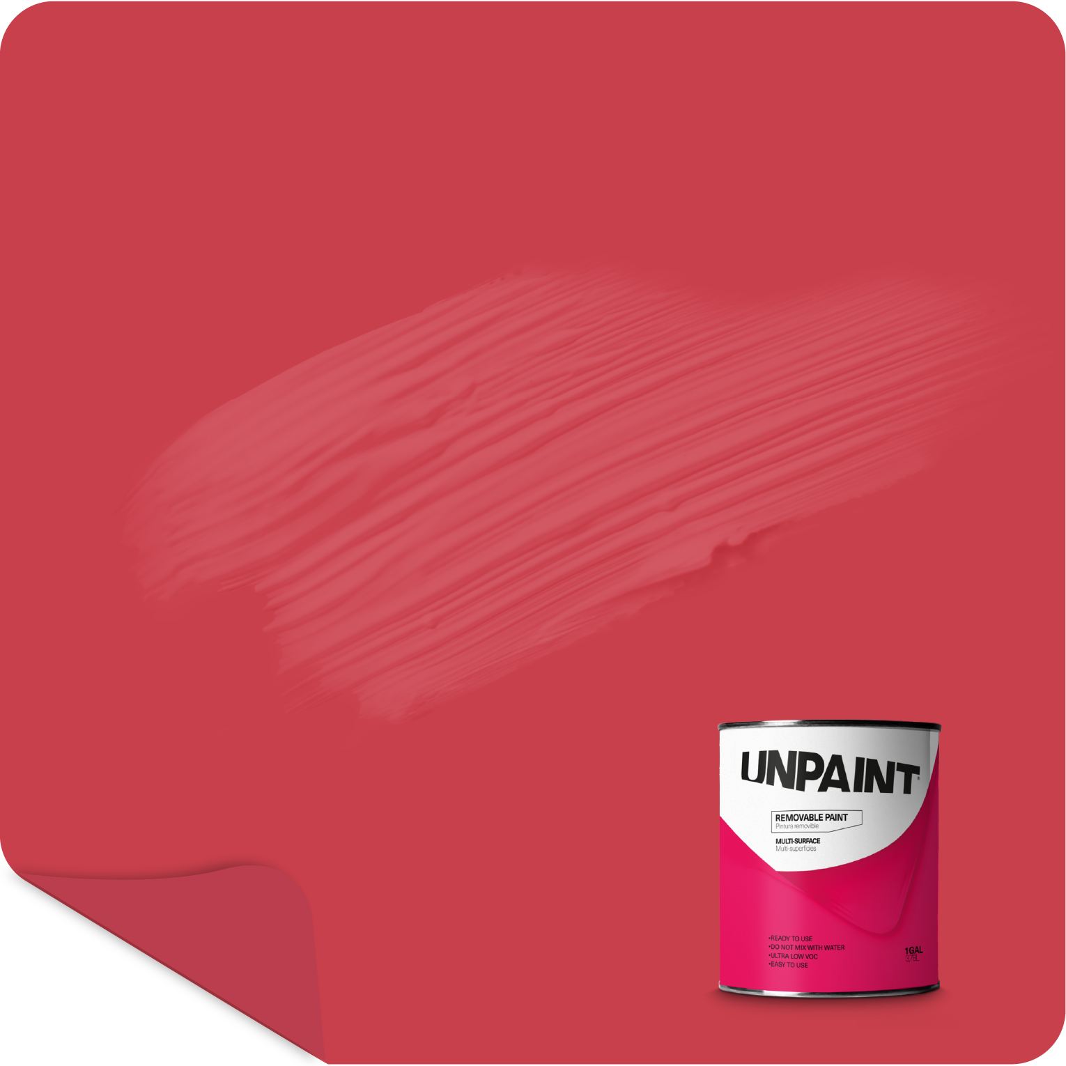 UNPAINT #C8404C Matte Red Fuchsia Rose Water-based Interior Paint ( 1-quart )