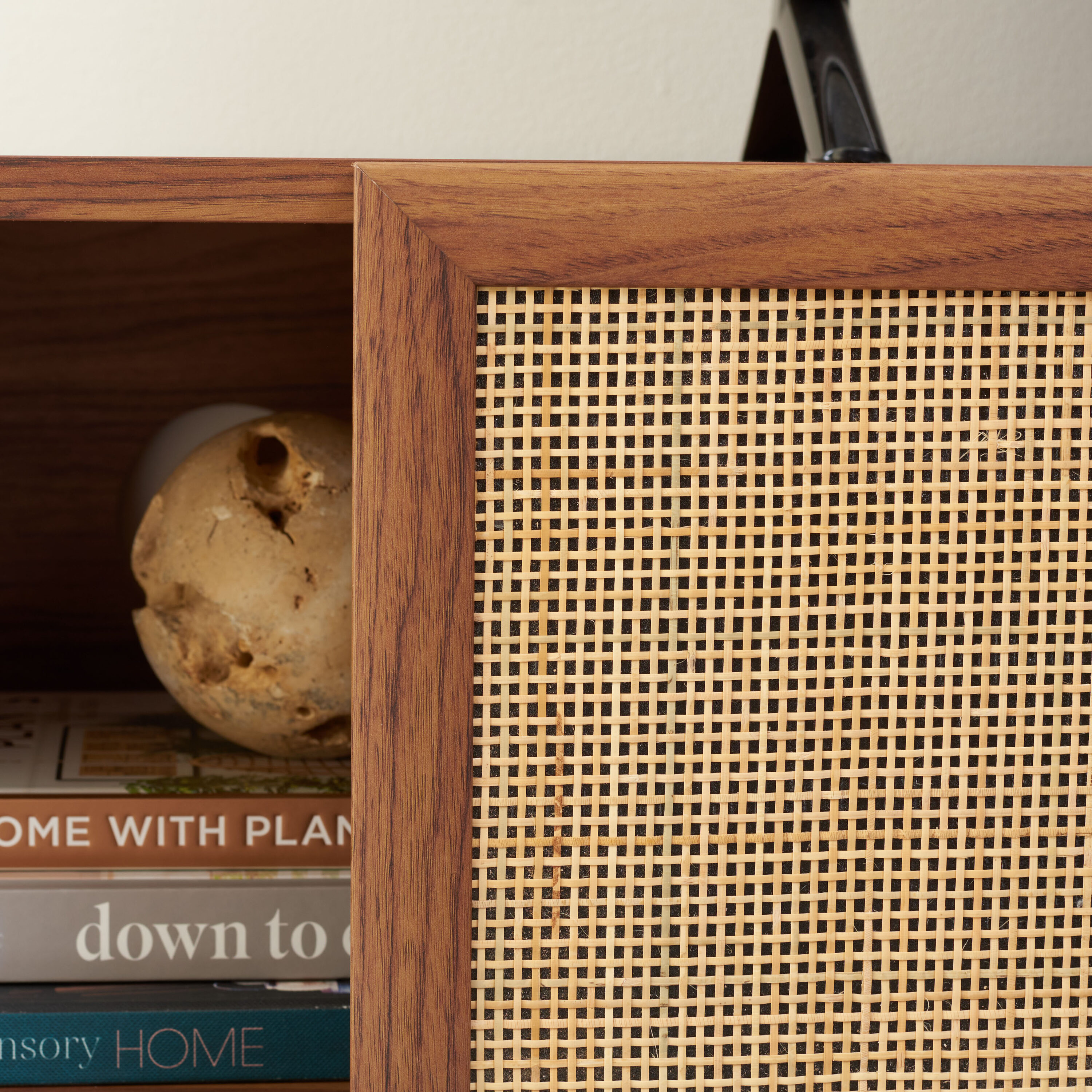 Safavieh Silvanna Walnut/Natural Rattan Coastal Mdf Media Cabinet