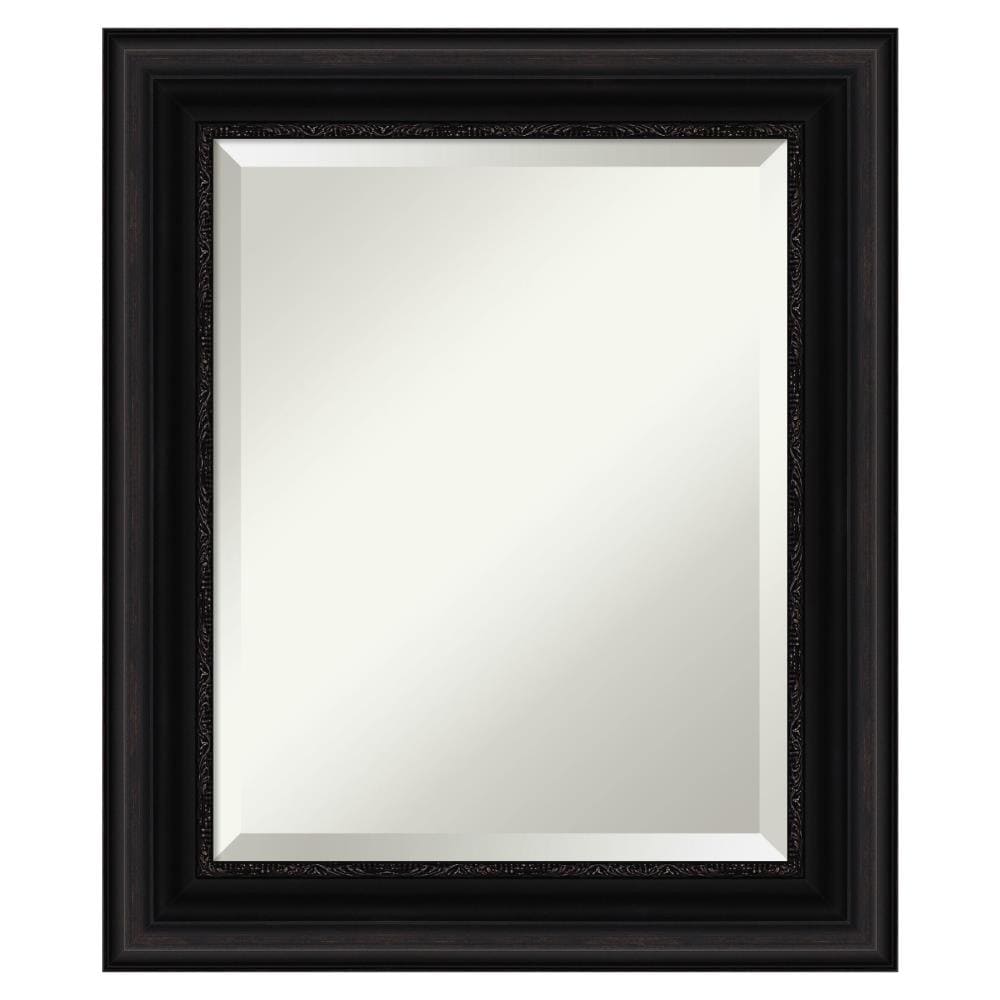 Amanti Art DSW4960723 Parlor 21.5-in x 25.5-in Framed Rectangle Bathroom Vanity Mirror ( Satin Black )