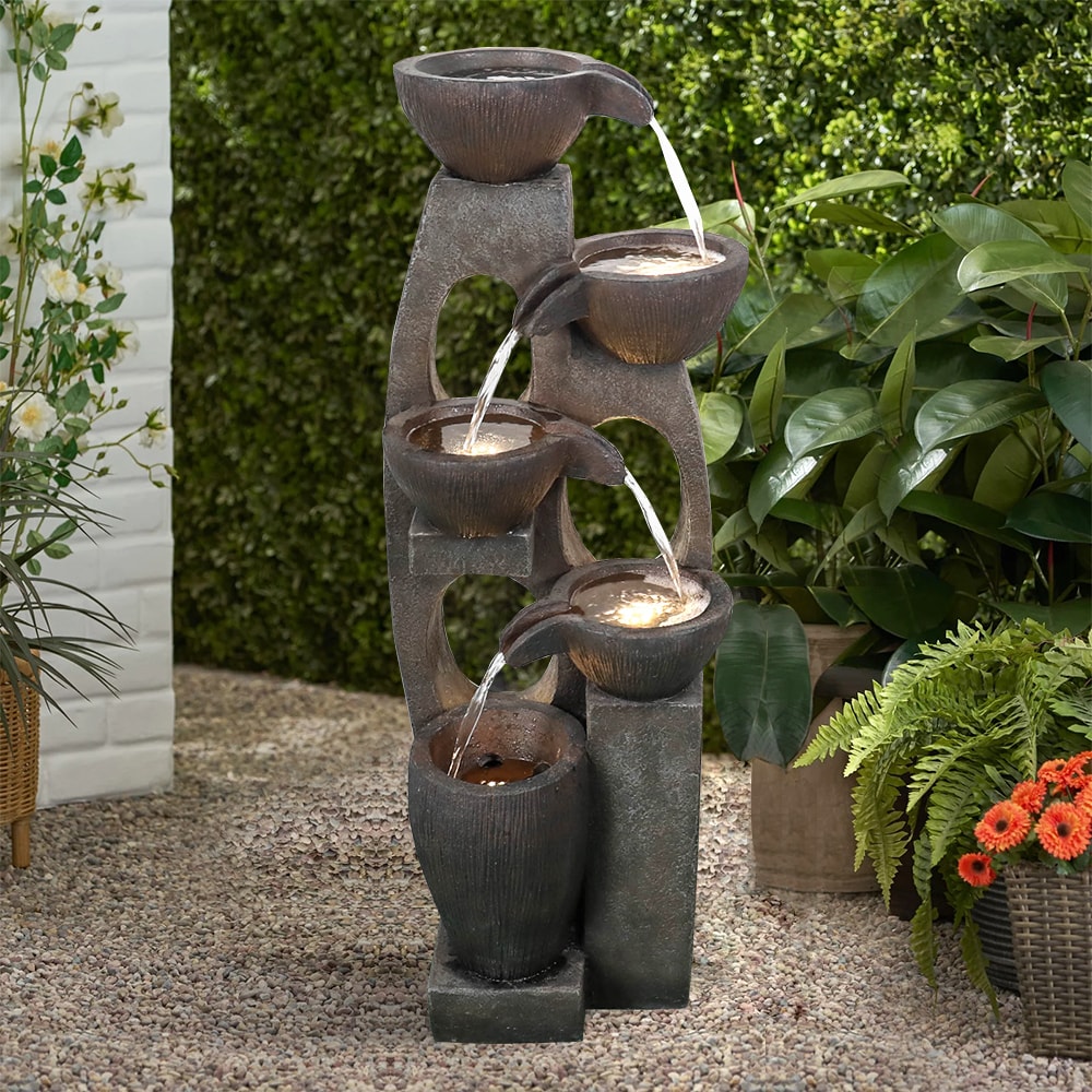 Watnature 39-in H Resin Tiered Outdoor Fountain Pump Included at Lowes.com