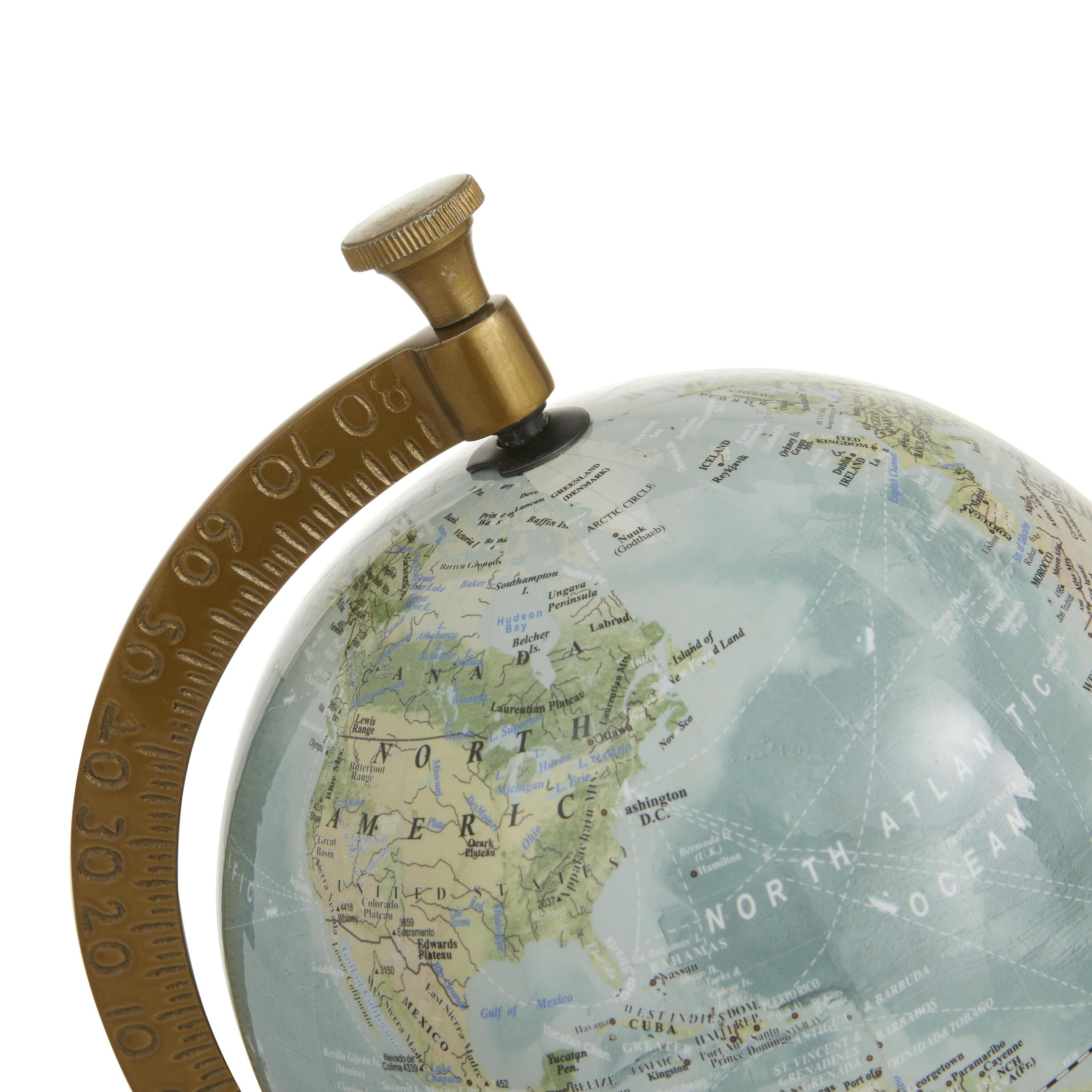 16" Blue and Green Globe with Marble and Wood Base